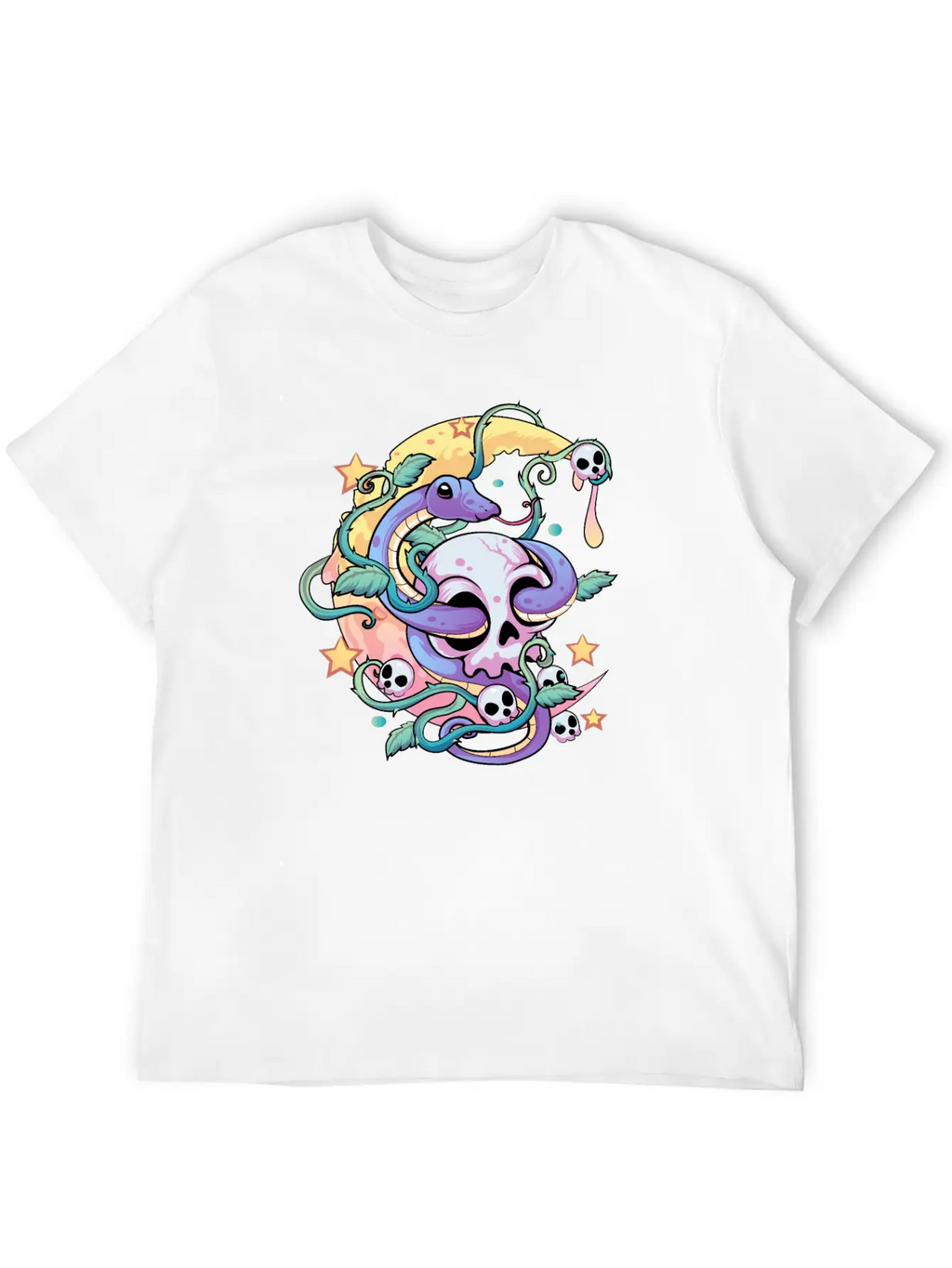 Pastel Goth Snake Skull Stylish Everyday T-Shirt – Unisex Basic Cotton Tee
