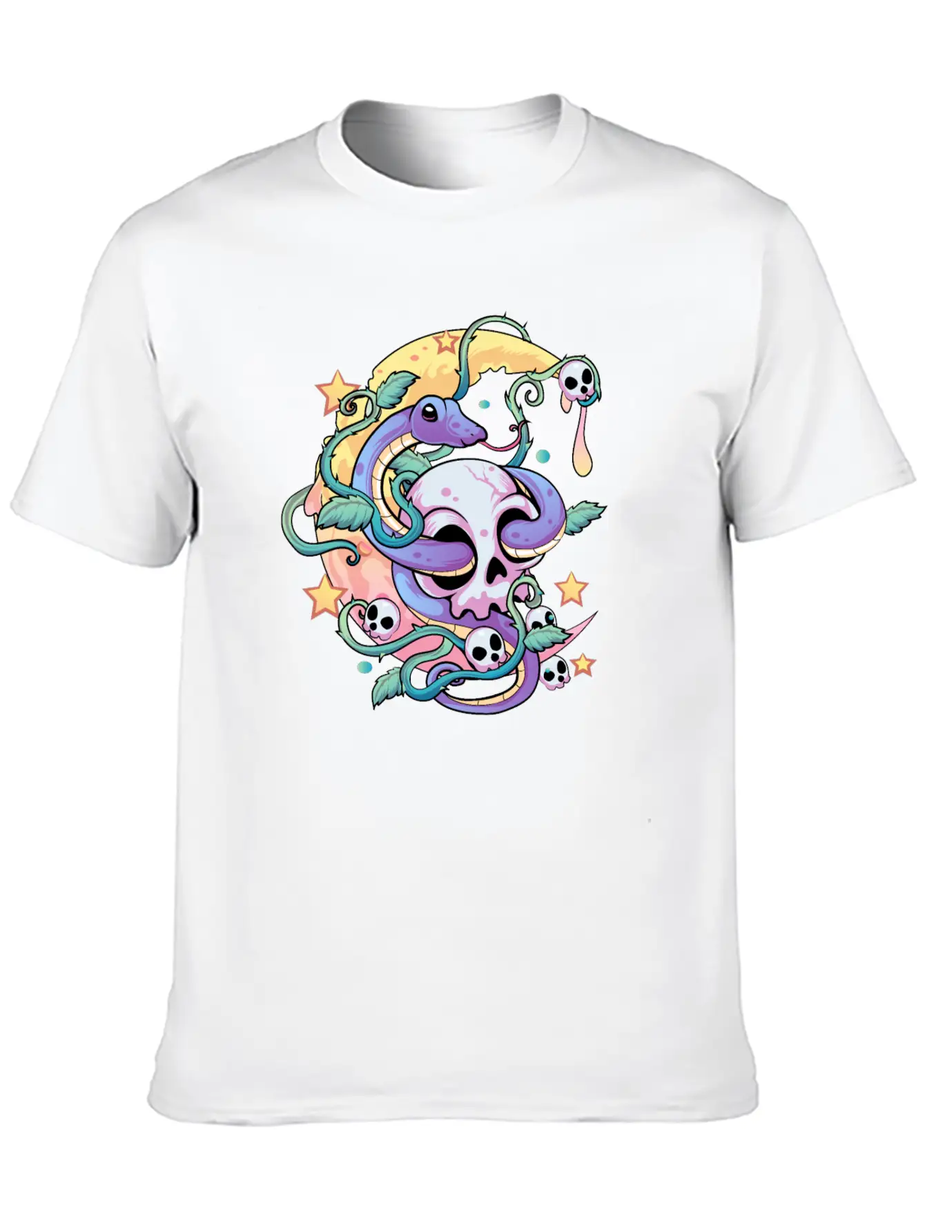 Pastel Goth Snake Skull Stylish Everyday T-Shirt – Unisex Basic Cotton Tee