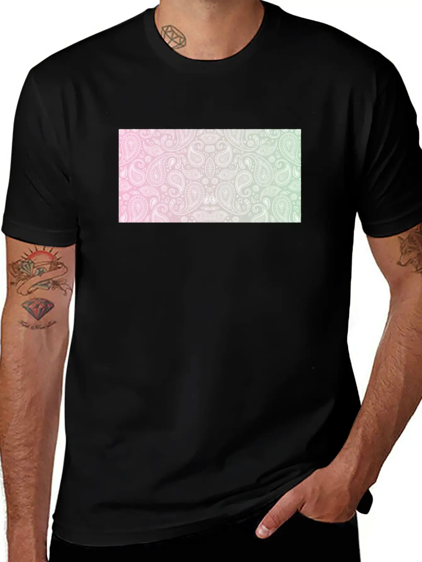 Pastel Paisley Bandana Unisex Casual T-Shirt – Clean Design For Daily Comfort