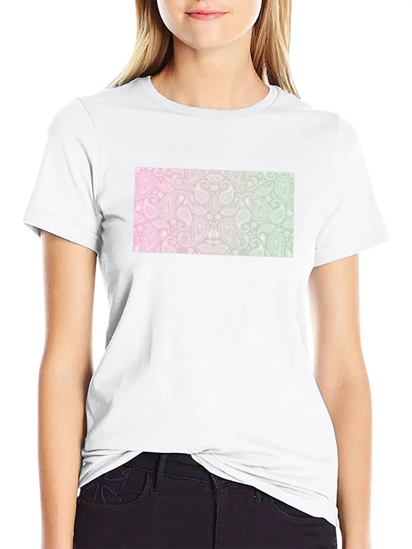 Pastel Paisley Bandana Unisex Casual T-Shirt – Clean Design For Daily Comfort