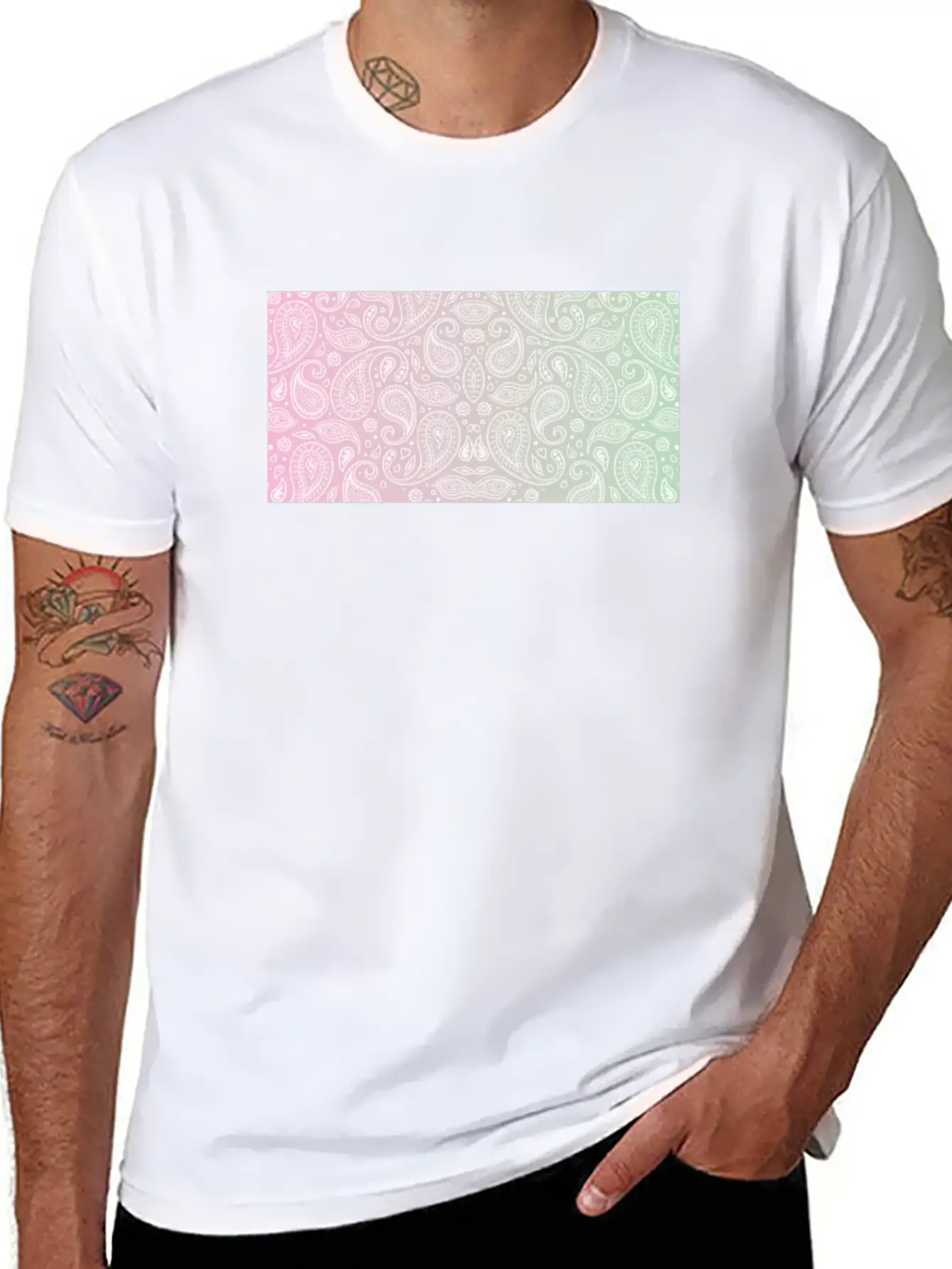 Pastel Paisley Bandana Unisex Casual T-Shirt – Clean Design For Daily Comfort