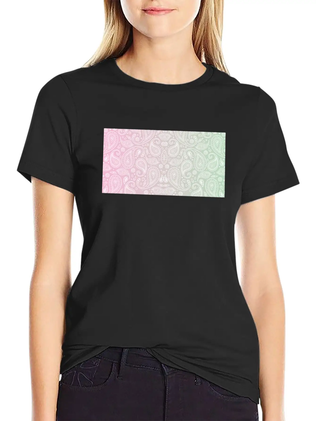 Pastel Paisley Bandana Unisex Casual T-Shirt – Clean Design For Daily Comfort