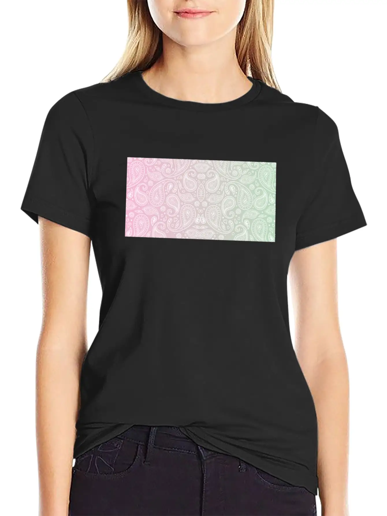 Pastel Paisley Bandana Unisex Casual T-Shirt – Clean Design For Daily Comfort