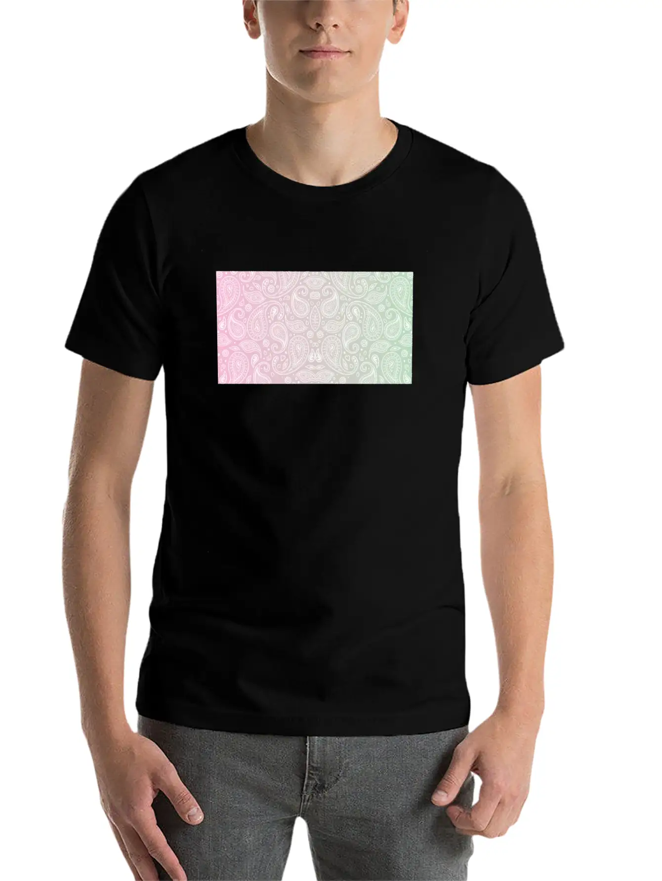 Pastel Paisley Bandana Unisex Casual T-Shirt – Clean Design For Daily Comfort