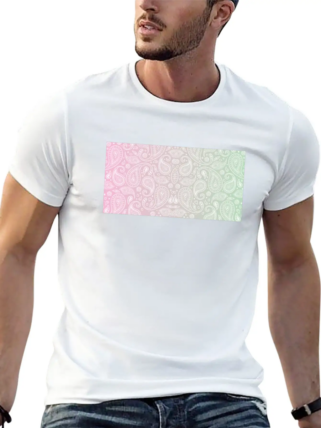 Pastel Paisley Bandana Unisex Casual T-Shirt – Clean Design For Daily Comfort