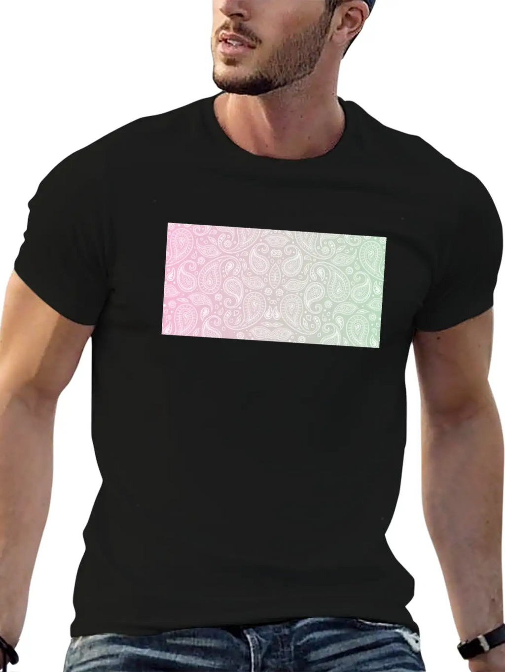 Pastel Paisley Bandana Unisex Casual T-Shirt – Clean Design For Daily Comfort