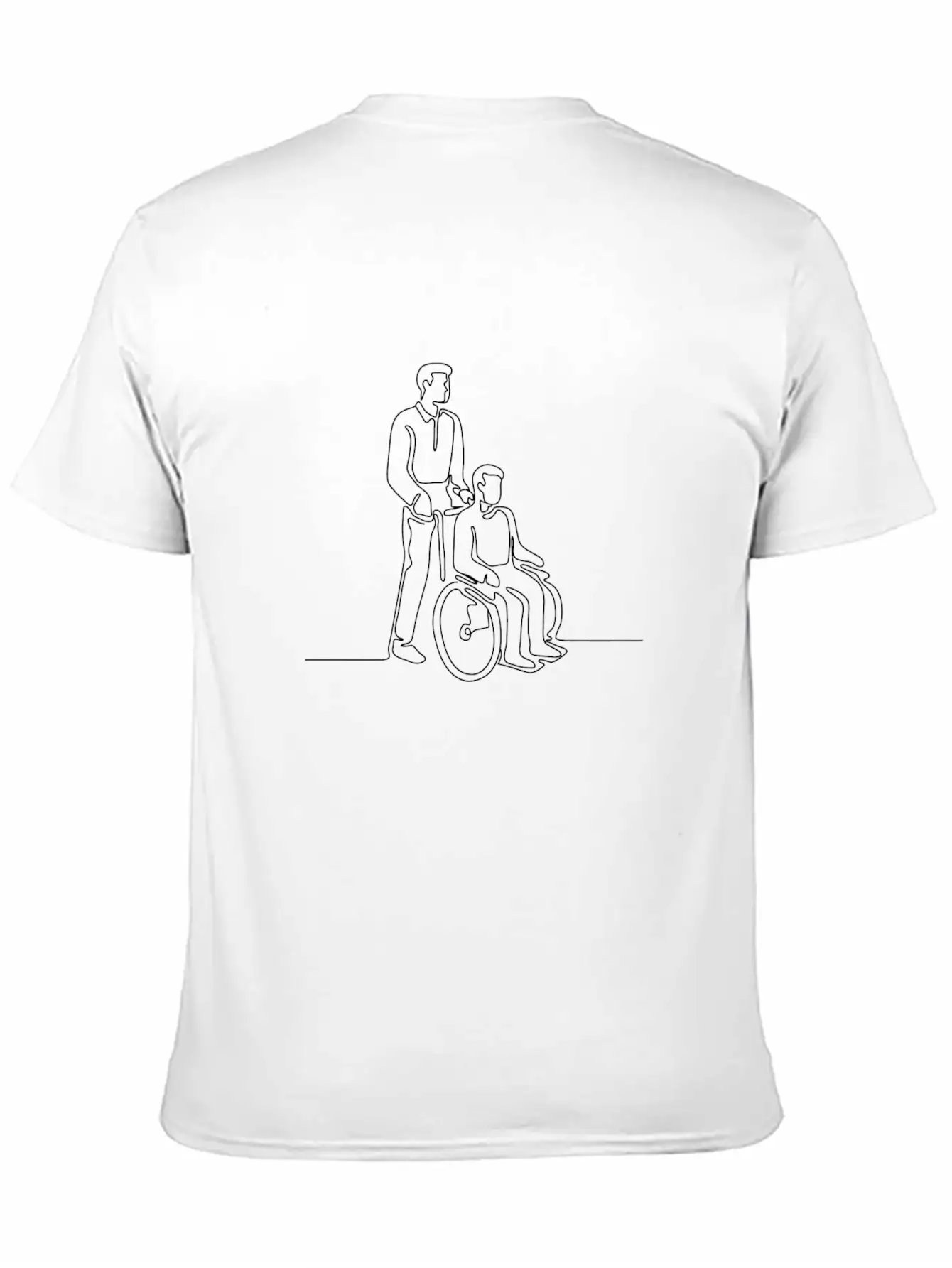 Patient On Wheelchair Continuous Line Unisex Casual T-Shirt – Clean Design For Daily Comfort