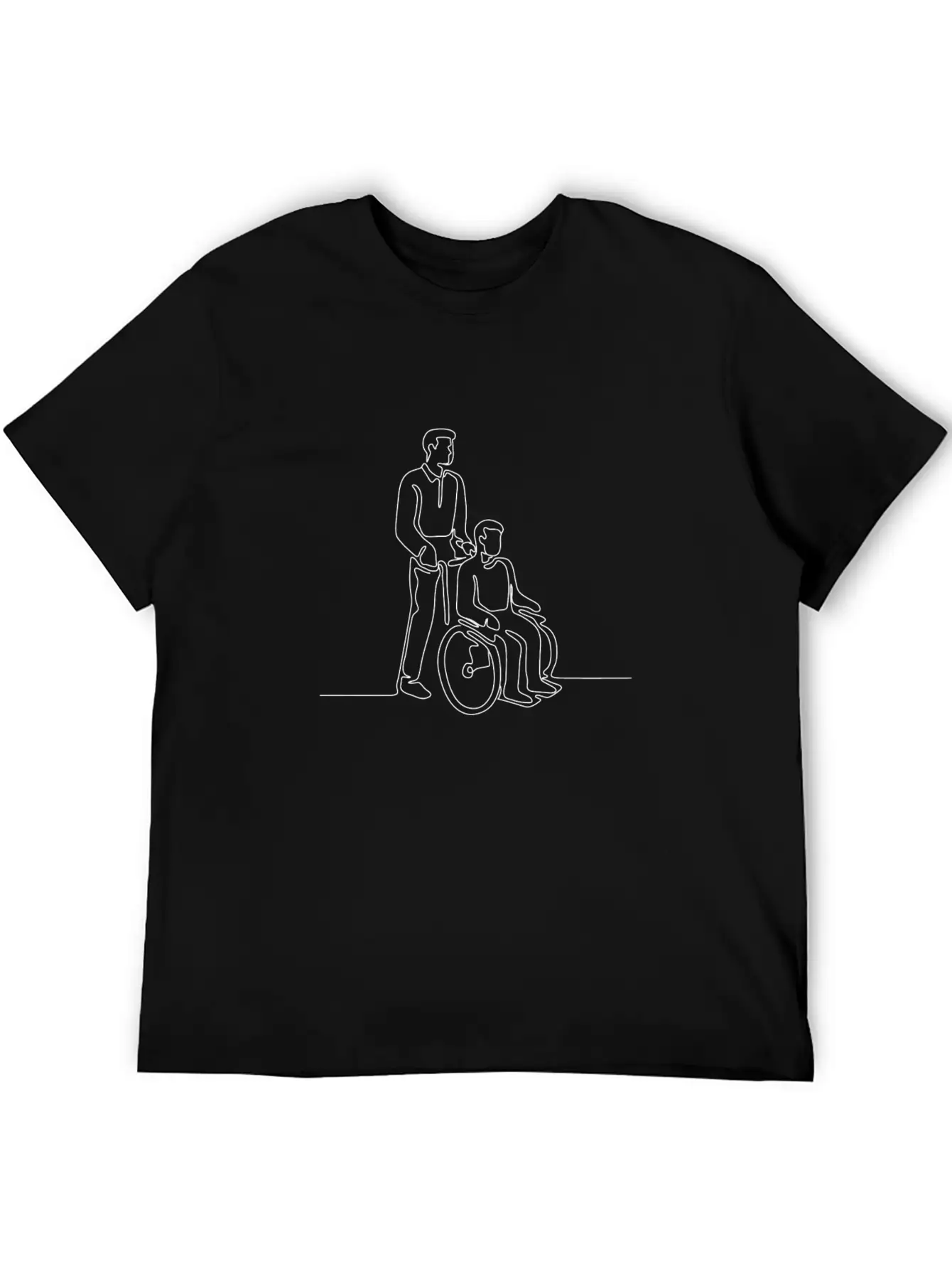 Patient On Wheelchair Continuous Line Unisex Casual T-Shirt – Clean Design For Daily Comfort