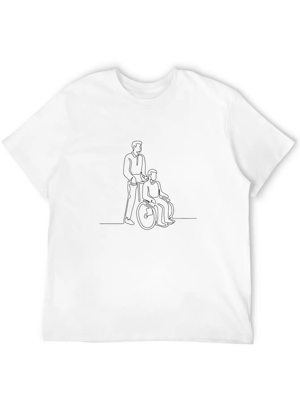 Patient On Wheelchair Continuous Line Unisex Casual T-Shirt – Clean Design For Daily Comfort