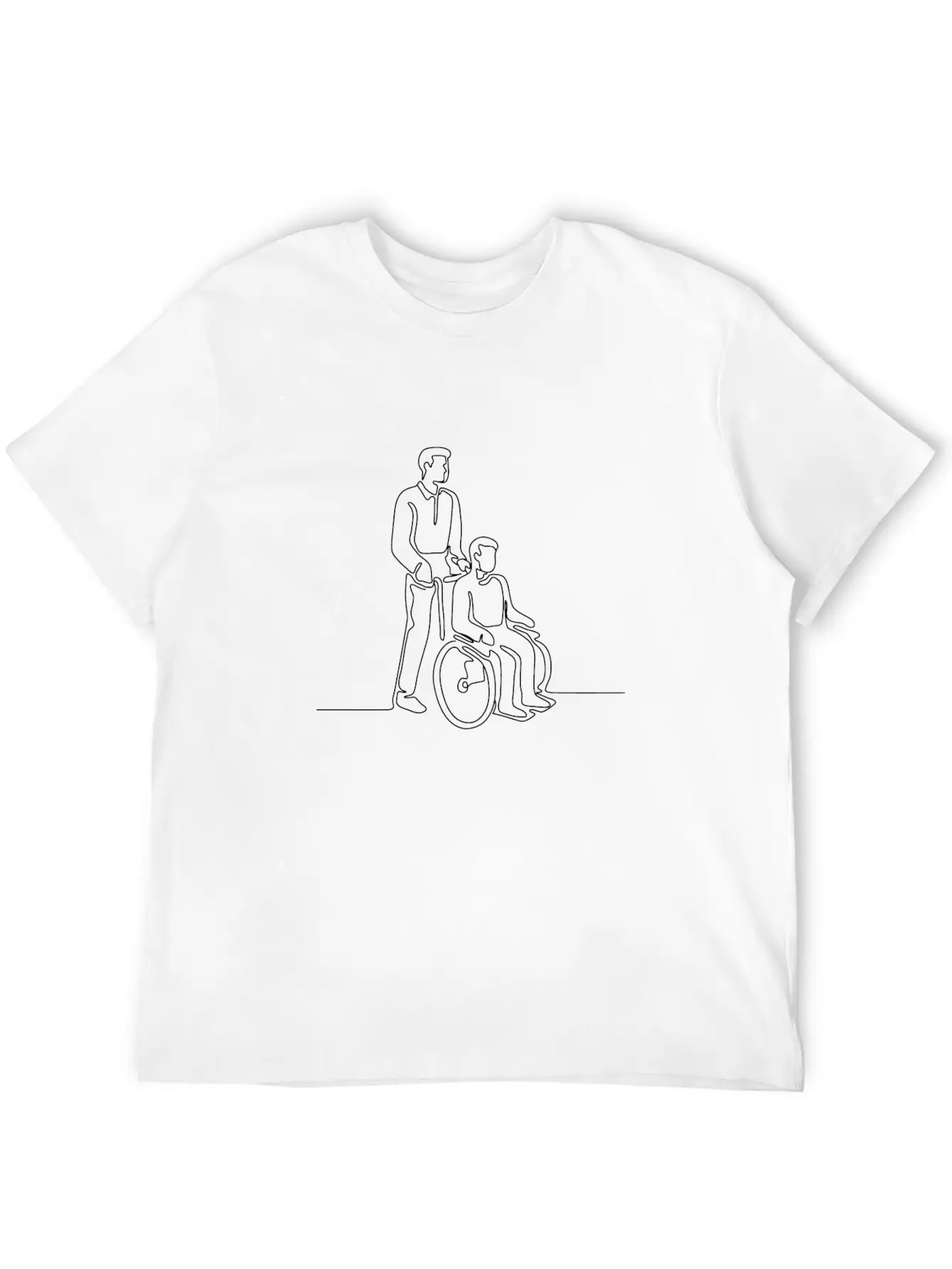 Patient On Wheelchair Continuous Line Unisex Casual T-Shirt – Clean Design For Daily Comfort