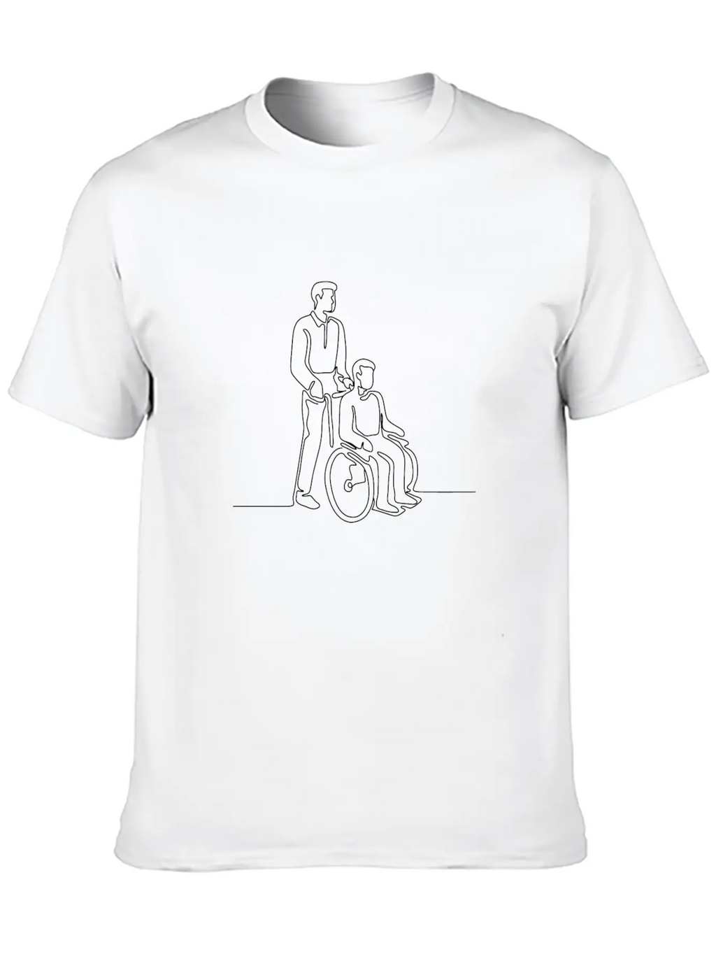 Patient On Wheelchair Continuous Line Unisex Casual T-Shirt – Clean Design For Daily Comfort