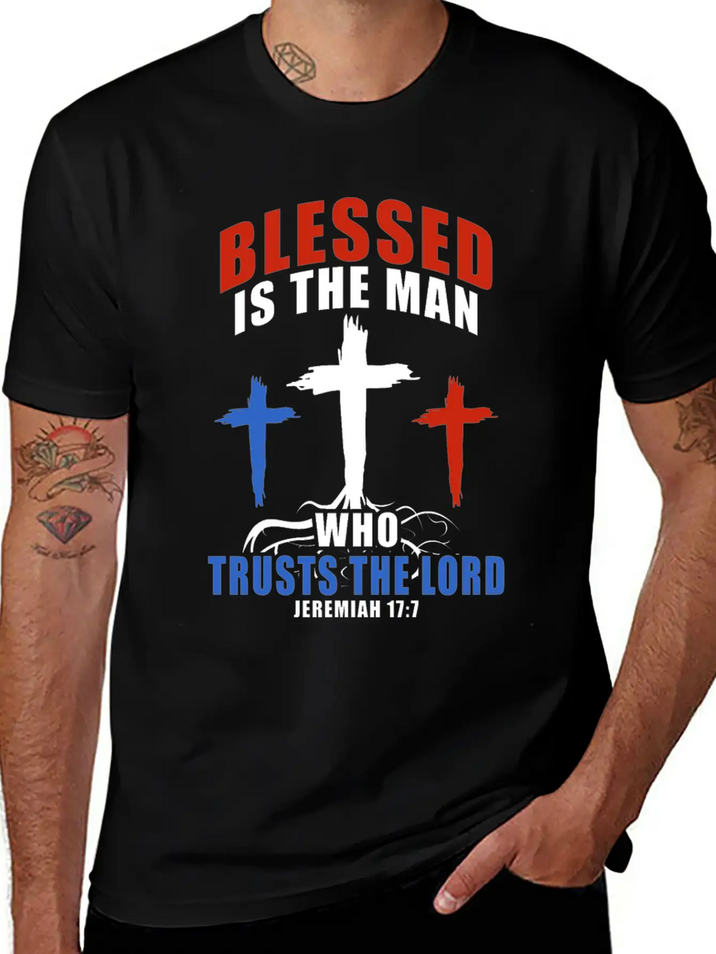 Patriotic USA Flag Cross Bible Verse Christian Breathable Soft Cotton T-Shirt – Timeless Casual Look
