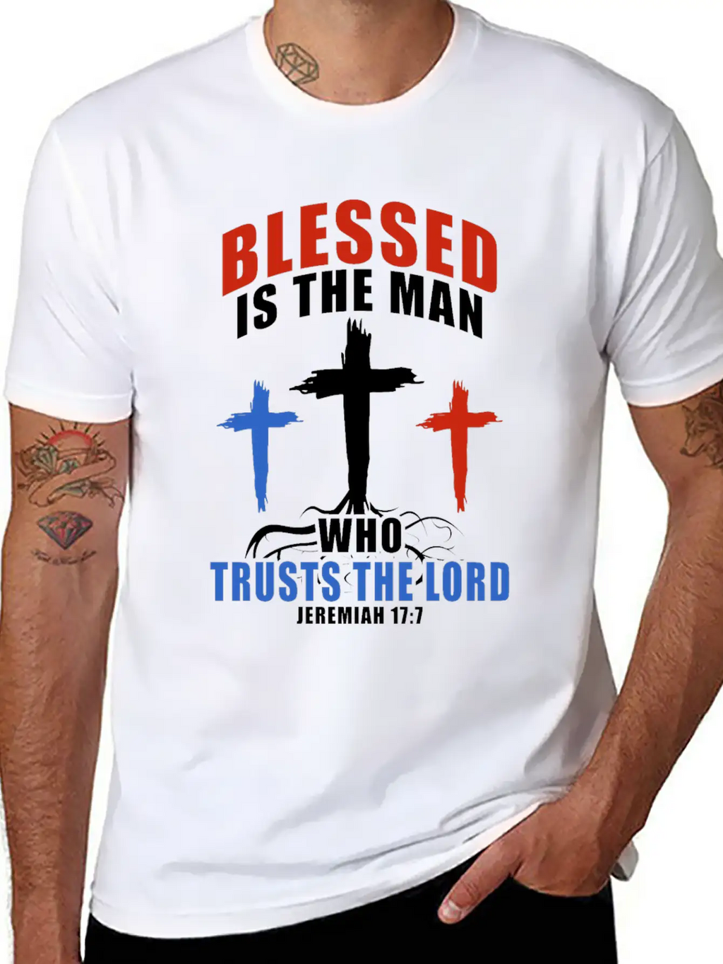 Patriotic USA Flag Cross Bible Verse Christian Breathable Soft Cotton T-Shirt – Timeless Casual Look