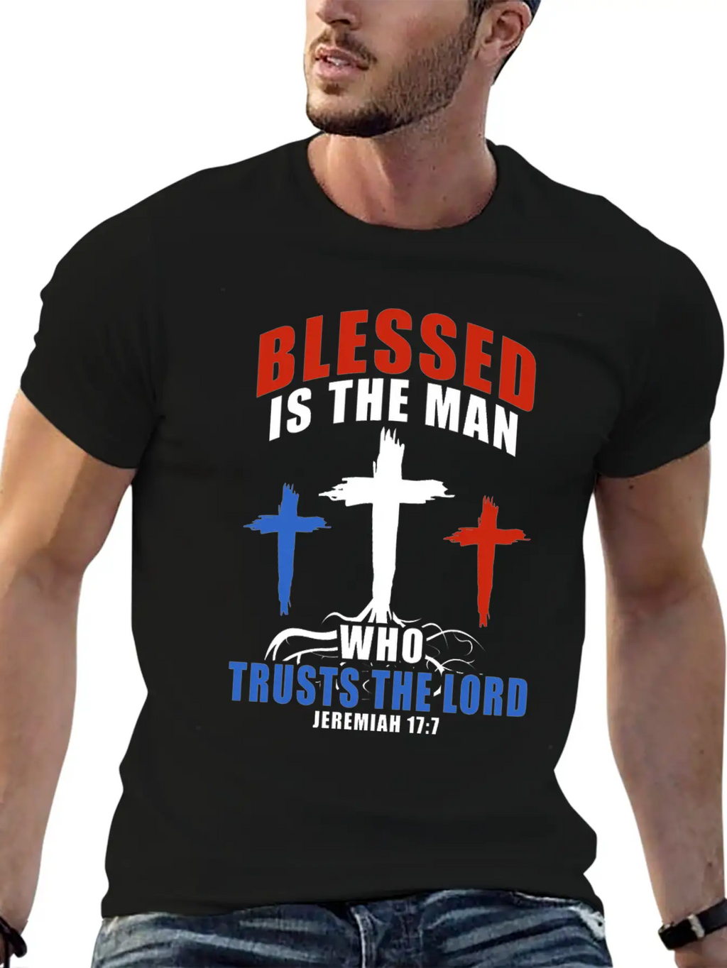 Patriotic USA Flag Cross Bible Verse Christian Breathable Soft Cotton T-Shirt – Timeless Casual Look