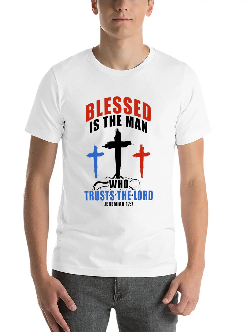 Patriotic USA Flag Cross Bible Verse Christian Breathable Soft Cotton T-Shirt – Timeless Casual Look