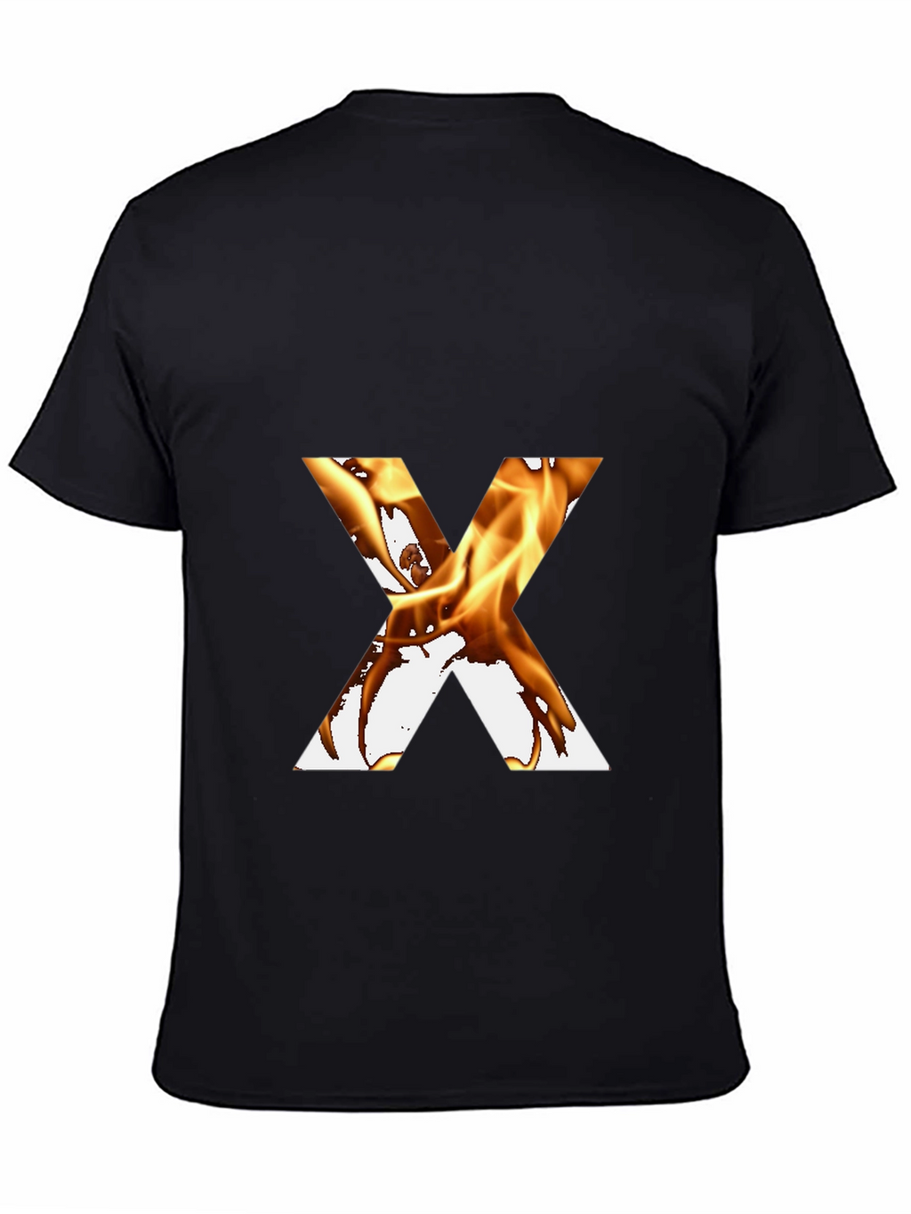 Fiery Letter X Graphic Tee - Bold Black T-Shirt
