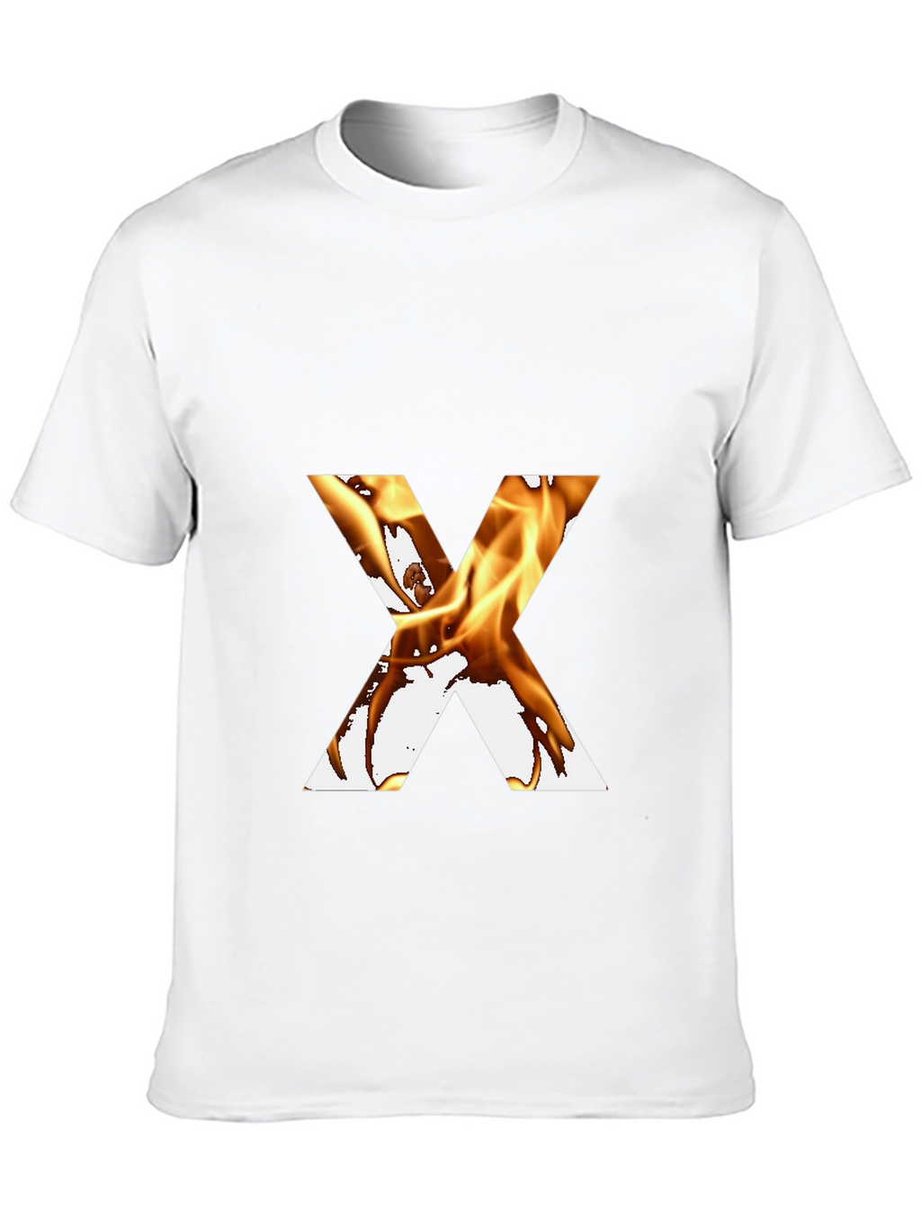 Fiery Letter X Graphic Tee - Bold Black T-Shirt