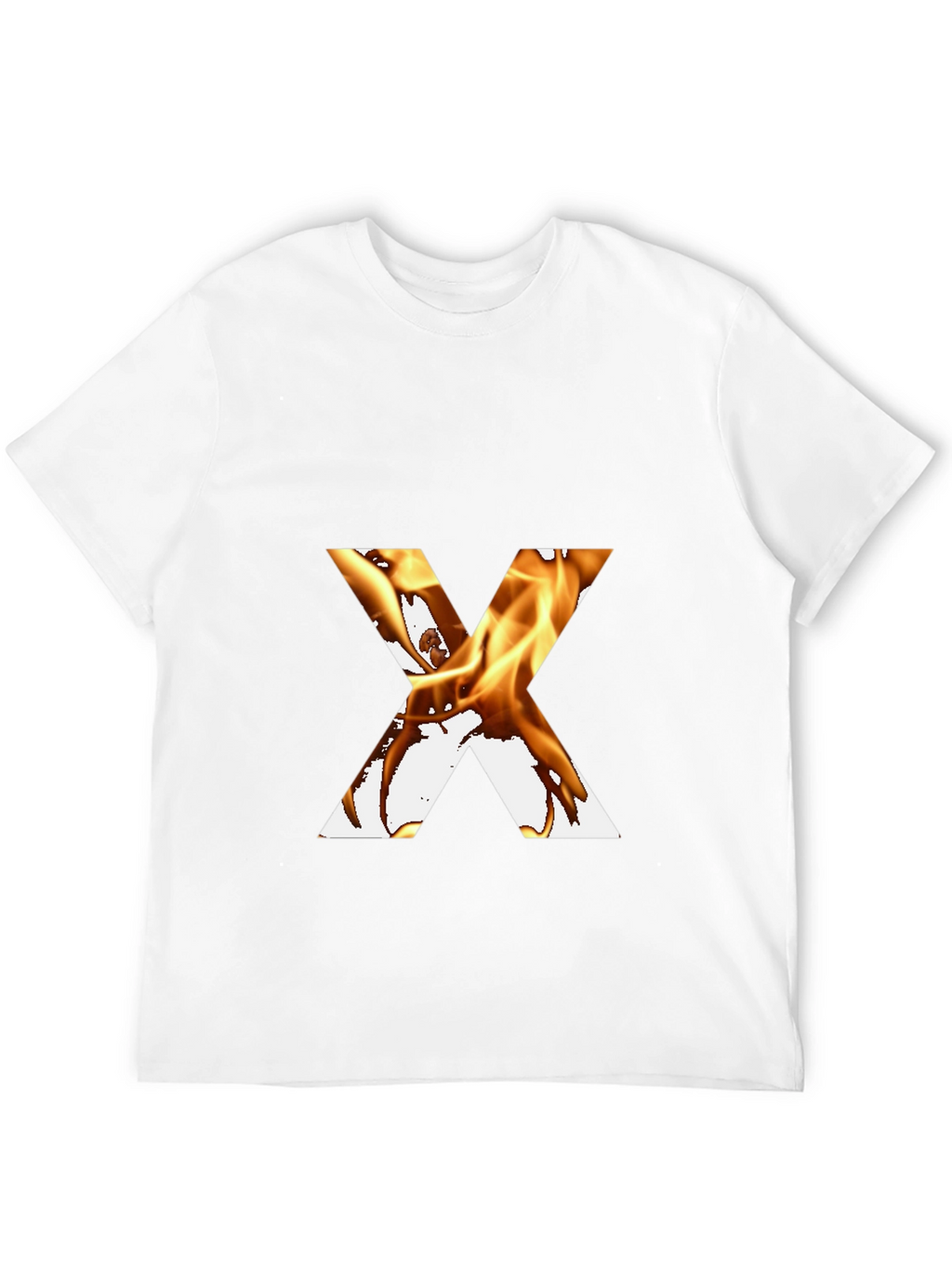 Fiery Letter X Graphic Tee - Bold Black T-Shirt