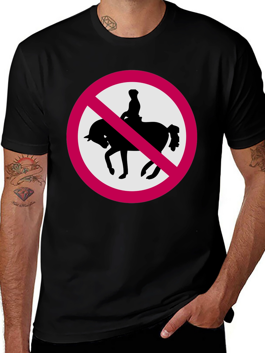 No Horse Riding Black T-Shirt