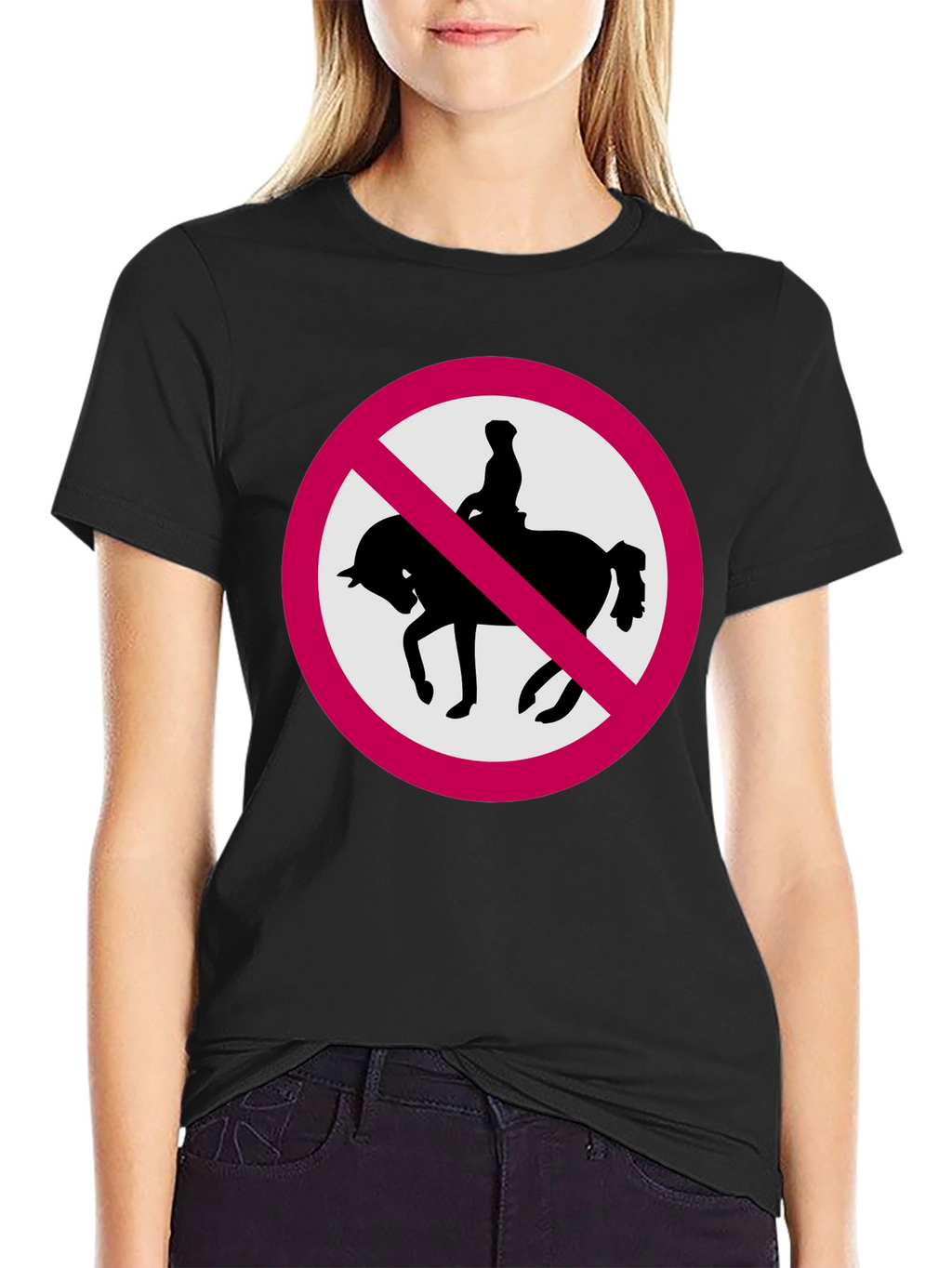 No Horse Riding Black T-Shirt
