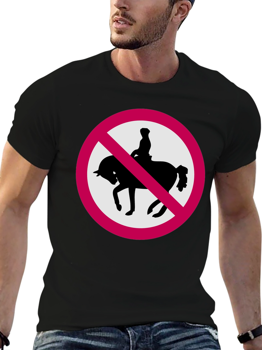 No Horse Riding Black T-Shirt