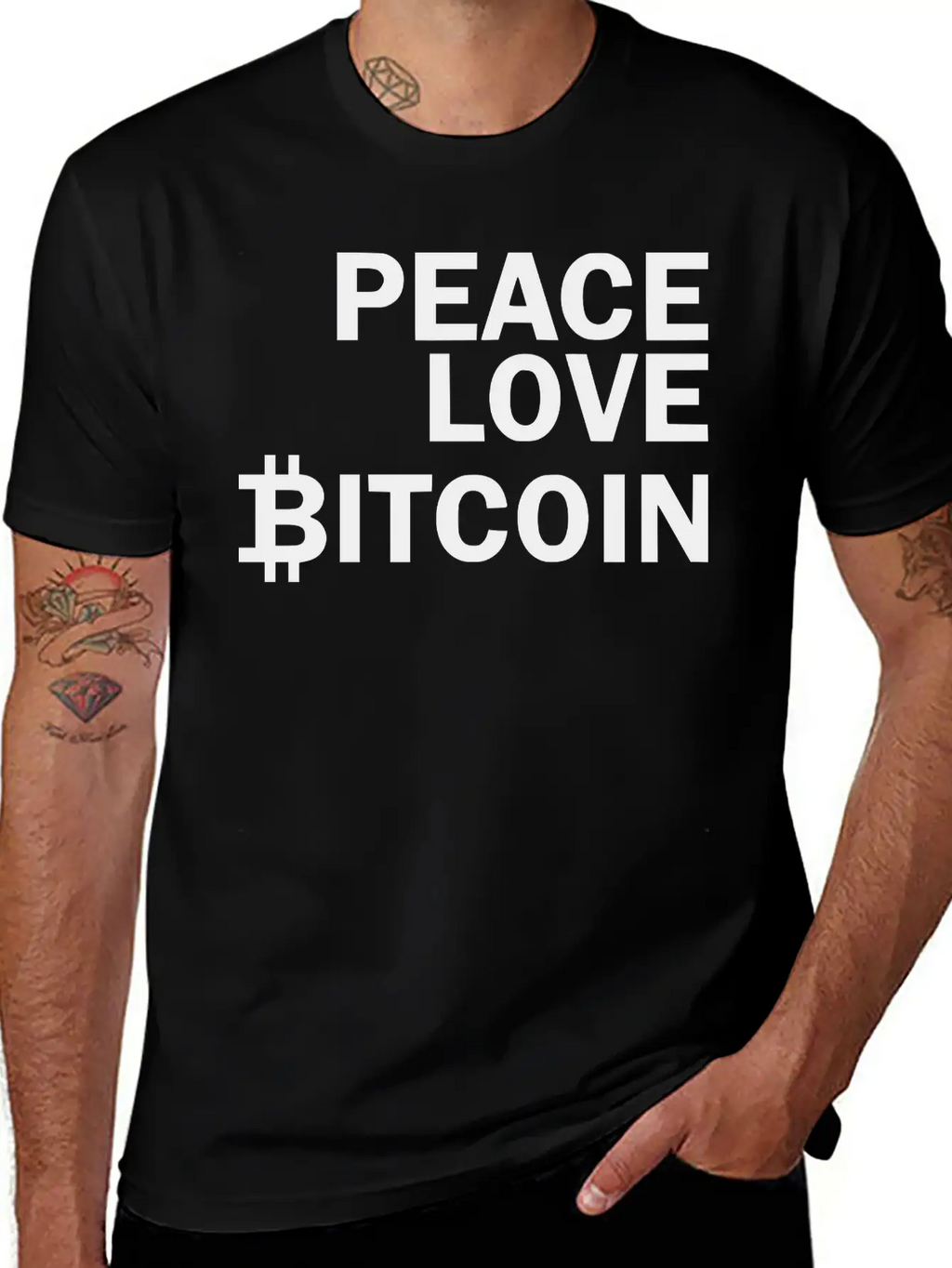 Peace Love Bitcoin, Cryptocurrency Unisex Casual T-Shirt – Clean Design For Daily Comfort