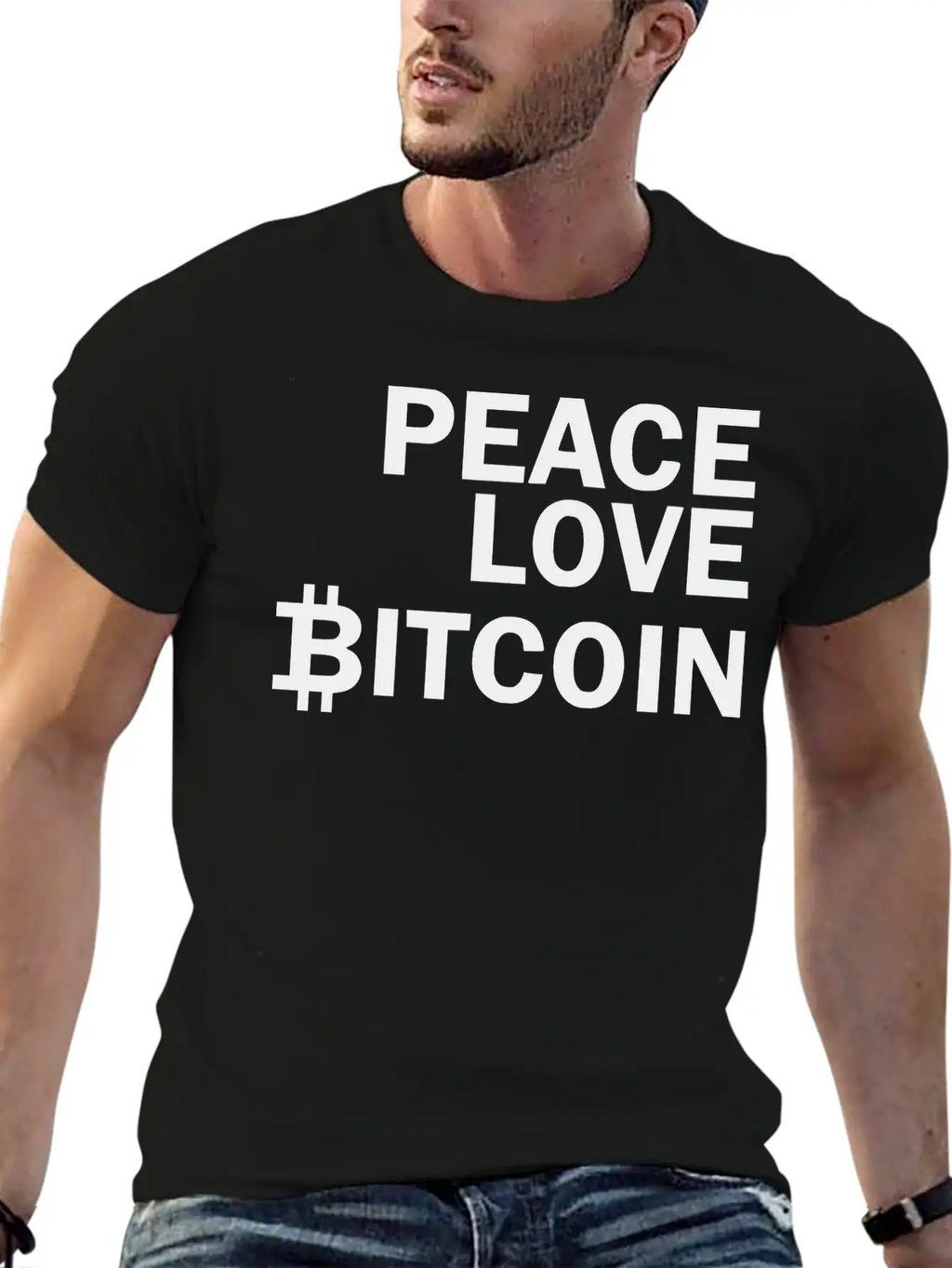 Peace Love Bitcoin, Cryptocurrency Unisex Casual T-Shirt – Clean Design For Daily Comfort
