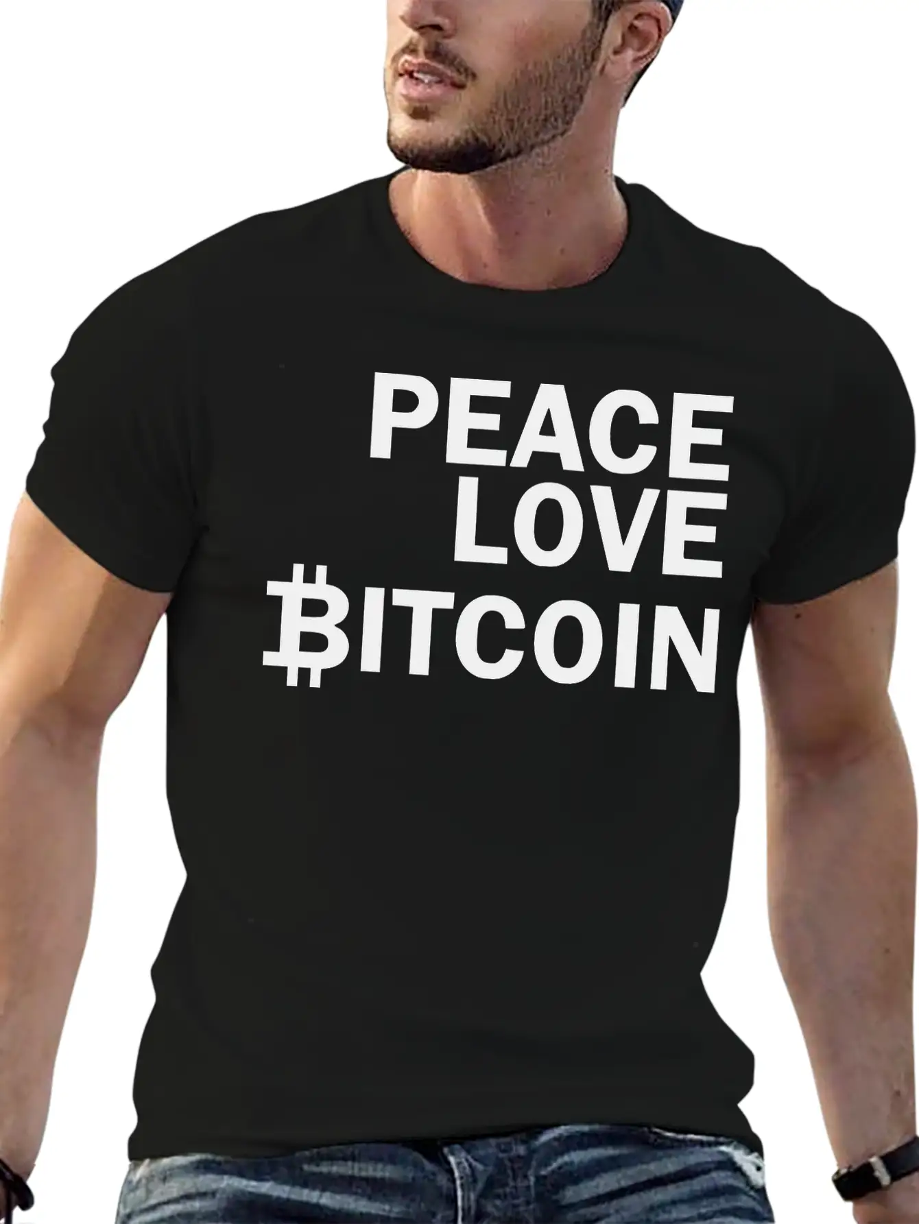Peace Love Bitcoin, Cryptocurrency Unisex Casual T-Shirt – Clean Design For Daily Comfort