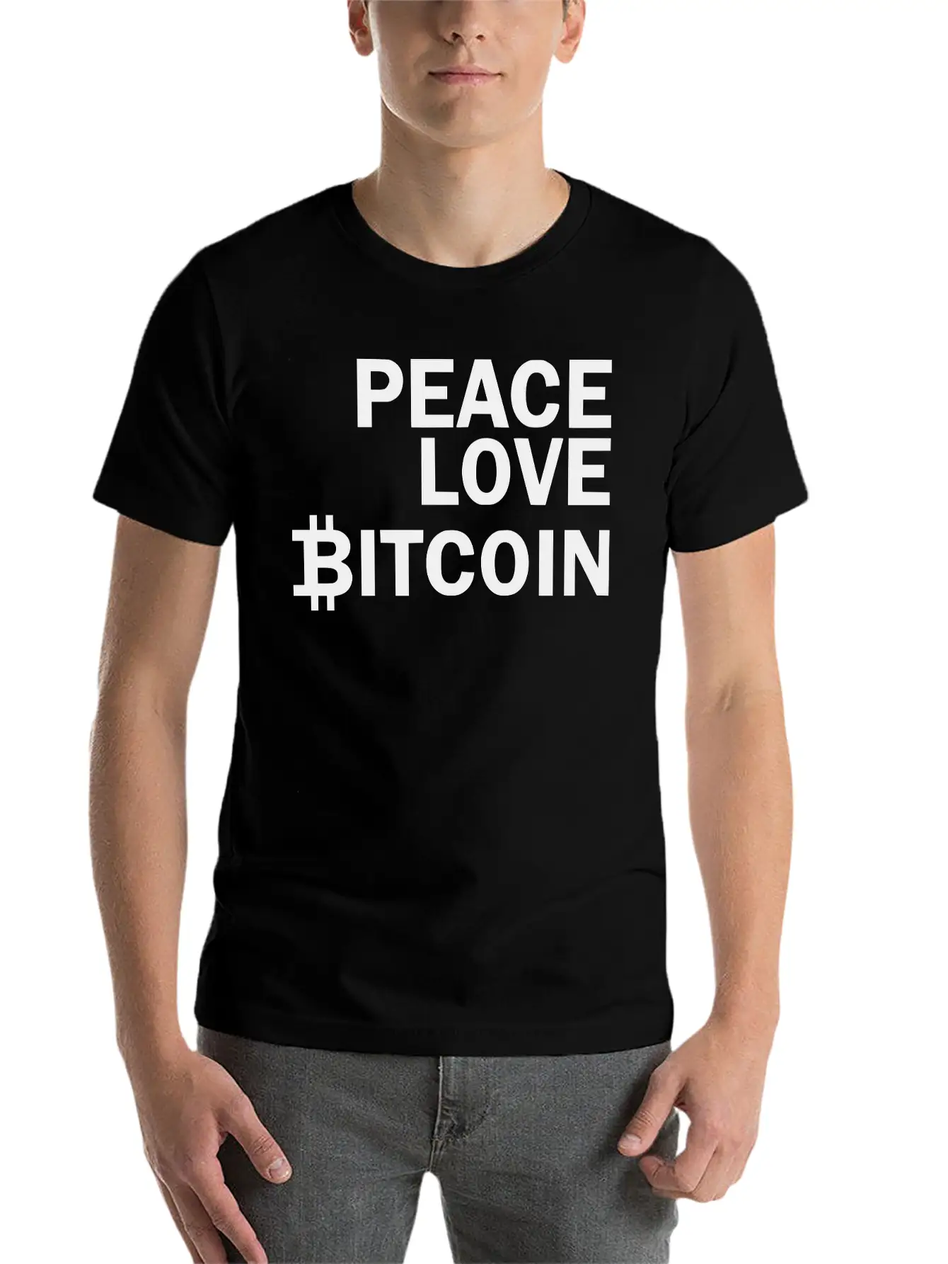 Peace Love Bitcoin, Cryptocurrency Unisex Casual T-Shirt – Clean Design For Daily Comfort