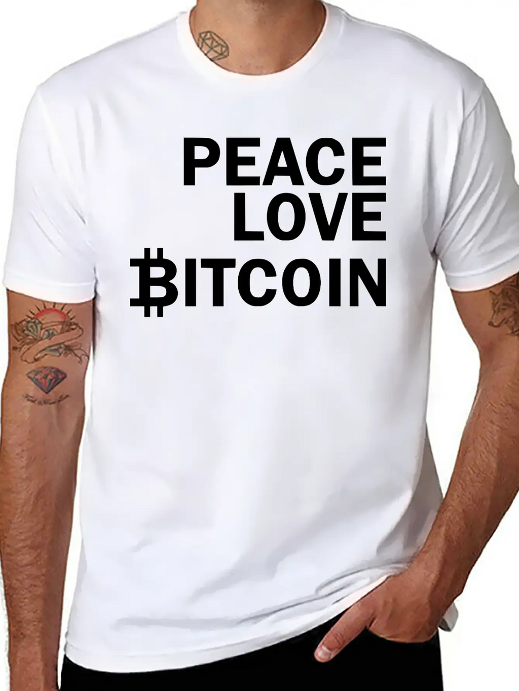 Peace Love Bitcoin, Cryptocurrency Unisex Casual T-Shirt – Clean Design For Daily Comfort