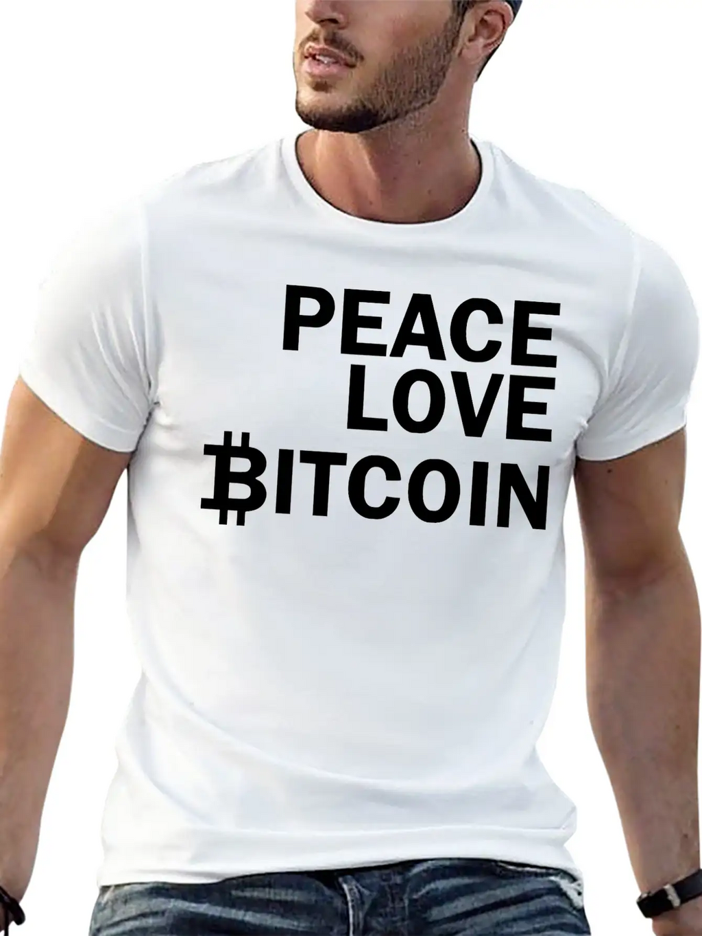 Peace Love Bitcoin, Cryptocurrency Unisex Casual T-Shirt – Clean Design For Daily Comfort