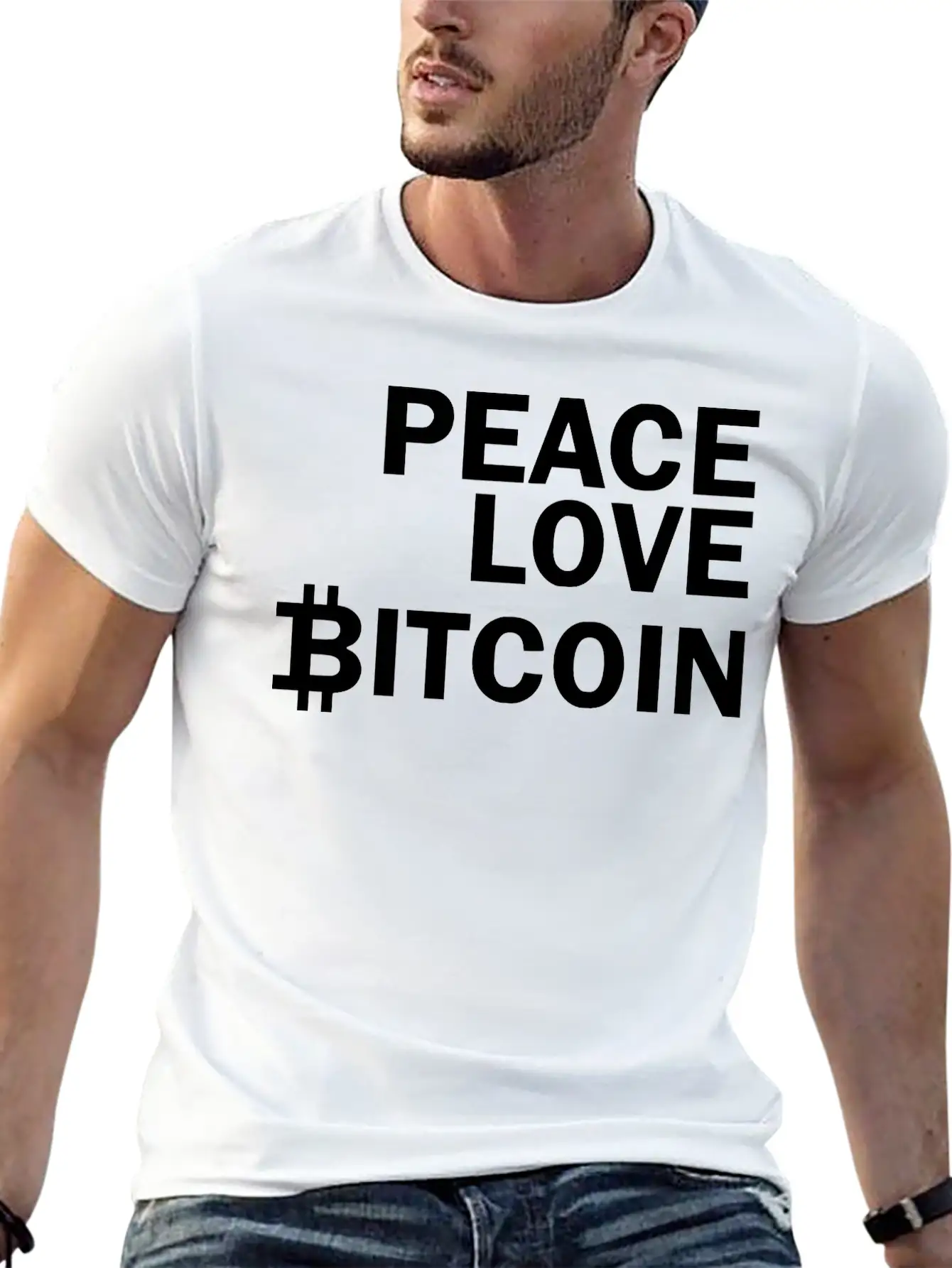 Peace Love Bitcoin, Cryptocurrency Unisex Casual T-Shirt – Clean Design For Daily Comfort