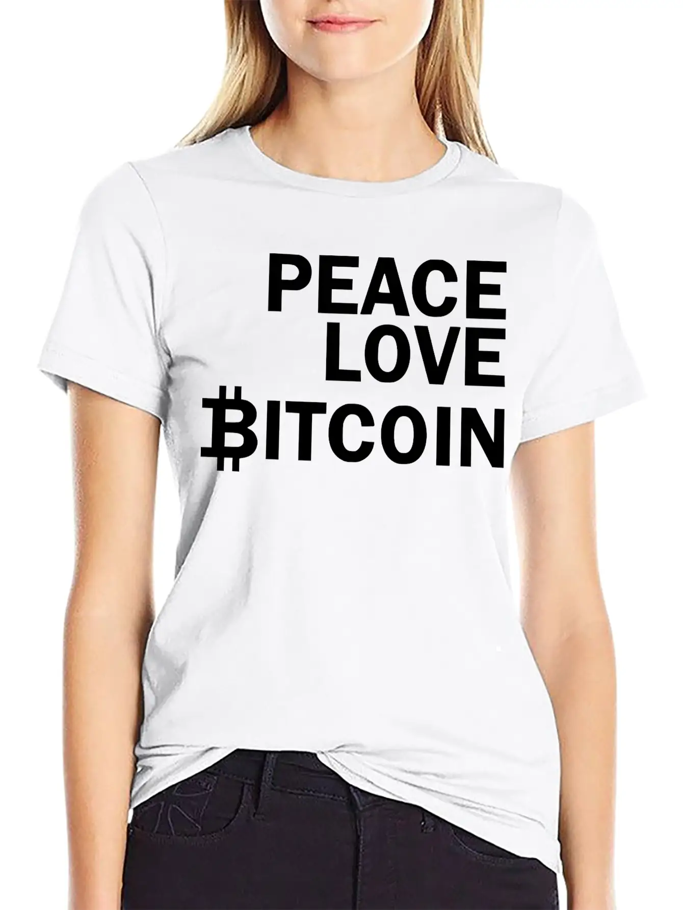 Peace Love Bitcoin, Cryptocurrency Unisex Casual T-Shirt – Clean Design For Daily Comfort