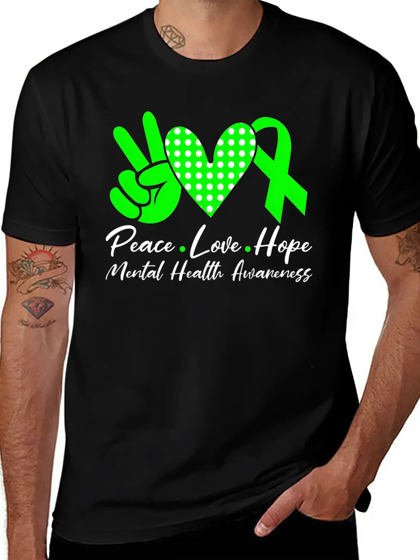 Peace Love Hope Tal Health Awareness Green Ribbon Unisex Casual T-Shirt – Clean Design For Daily Comfort