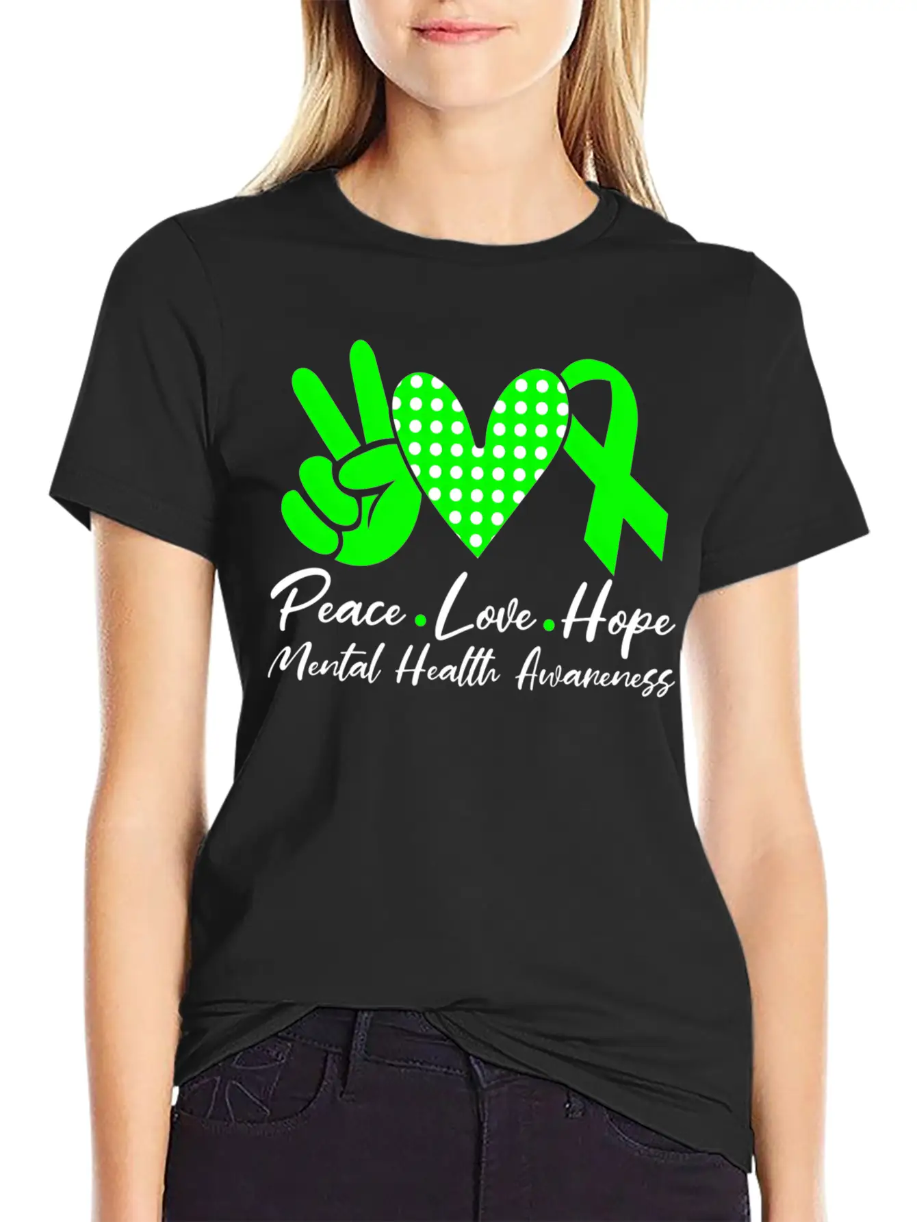 Peace Love Hope Tal Health Awareness Green Ribbon Unisex Casual T-Shirt – Clean Design For Daily Comfort