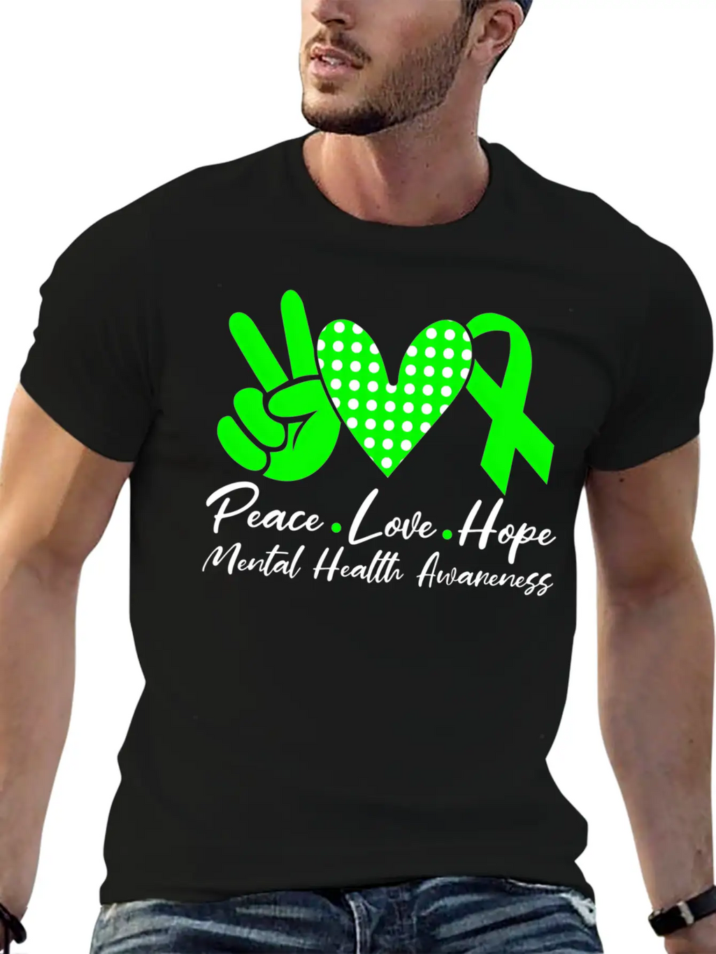 Peace Love Hope Tal Health Awareness Green Ribbon Unisex Casual T-Shirt – Clean Design For Daily Comfort