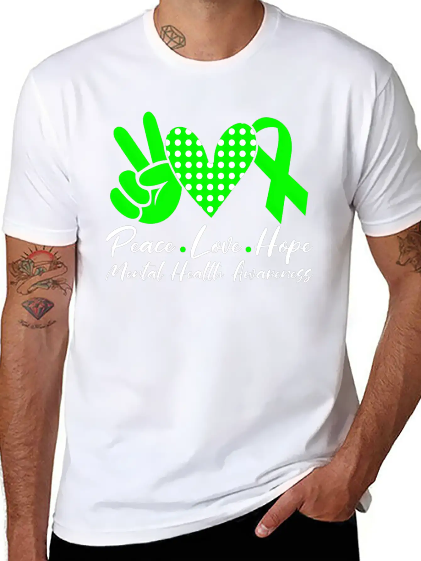 Peace Love Hope Tal Health Awareness Green Ribbon Unisex Casual T-Shirt – Clean Design For Daily Comfort
