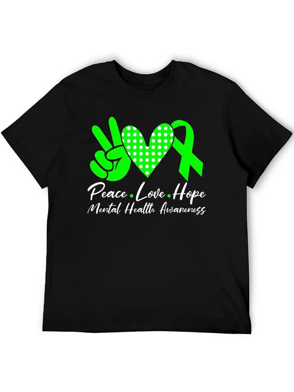 Peace Love Hope Tal Health Awareness Green Ribbon Unisex Casual T-Shirt – Clean Design For Daily Comfort