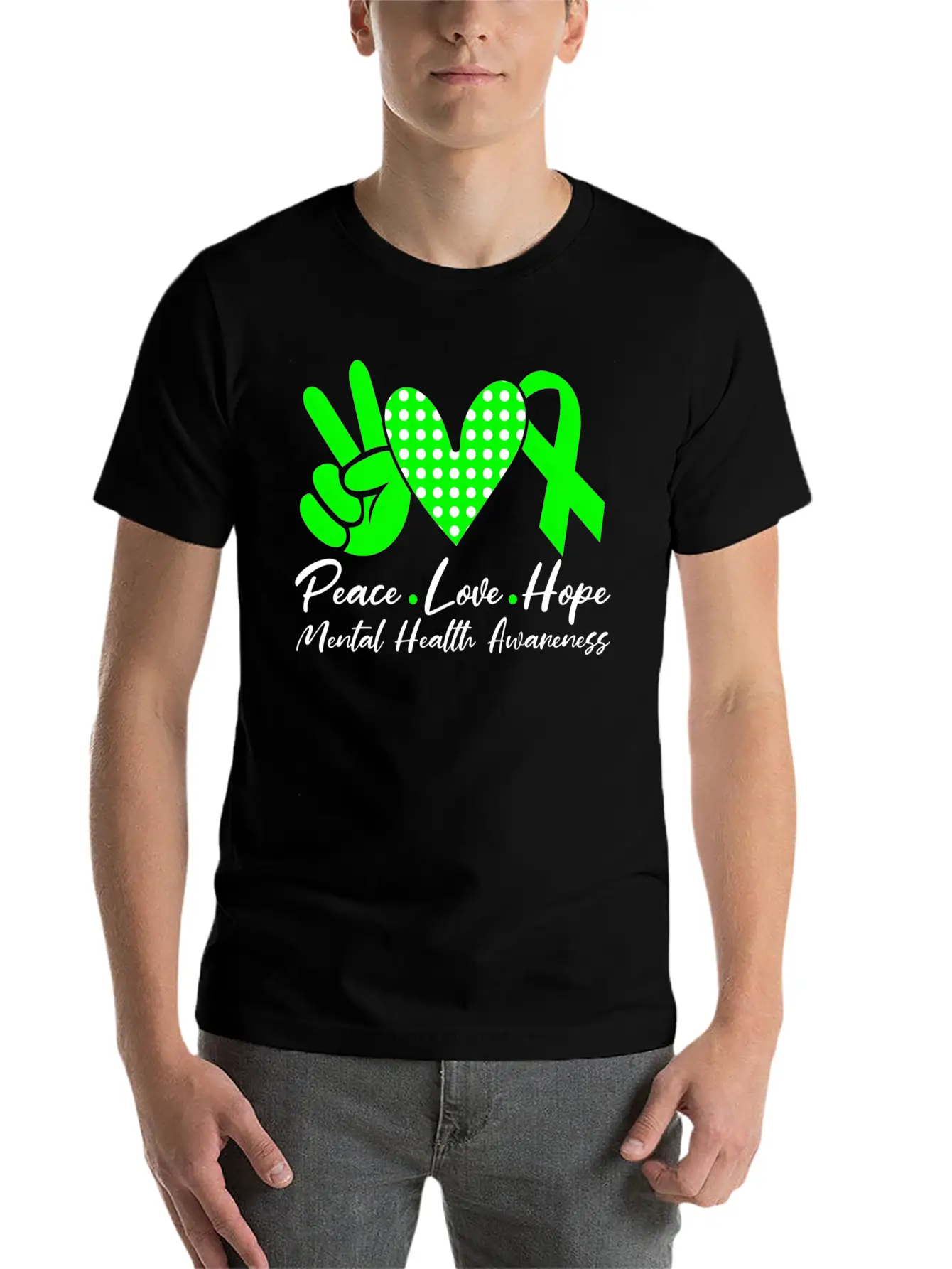 Peace Love Hope Tal Health Awareness Green Ribbon Unisex Casual T-Shirt – Clean Design For Daily Comfort