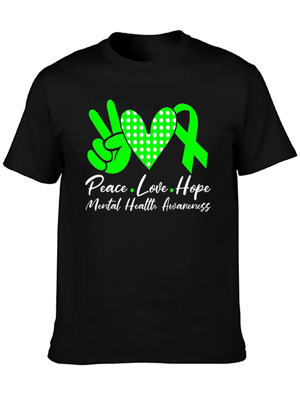 Peace Love Hope Tal Health Awareness Green Ribbon Unisex Casual T-Shirt – Clean Design For Daily Comfort