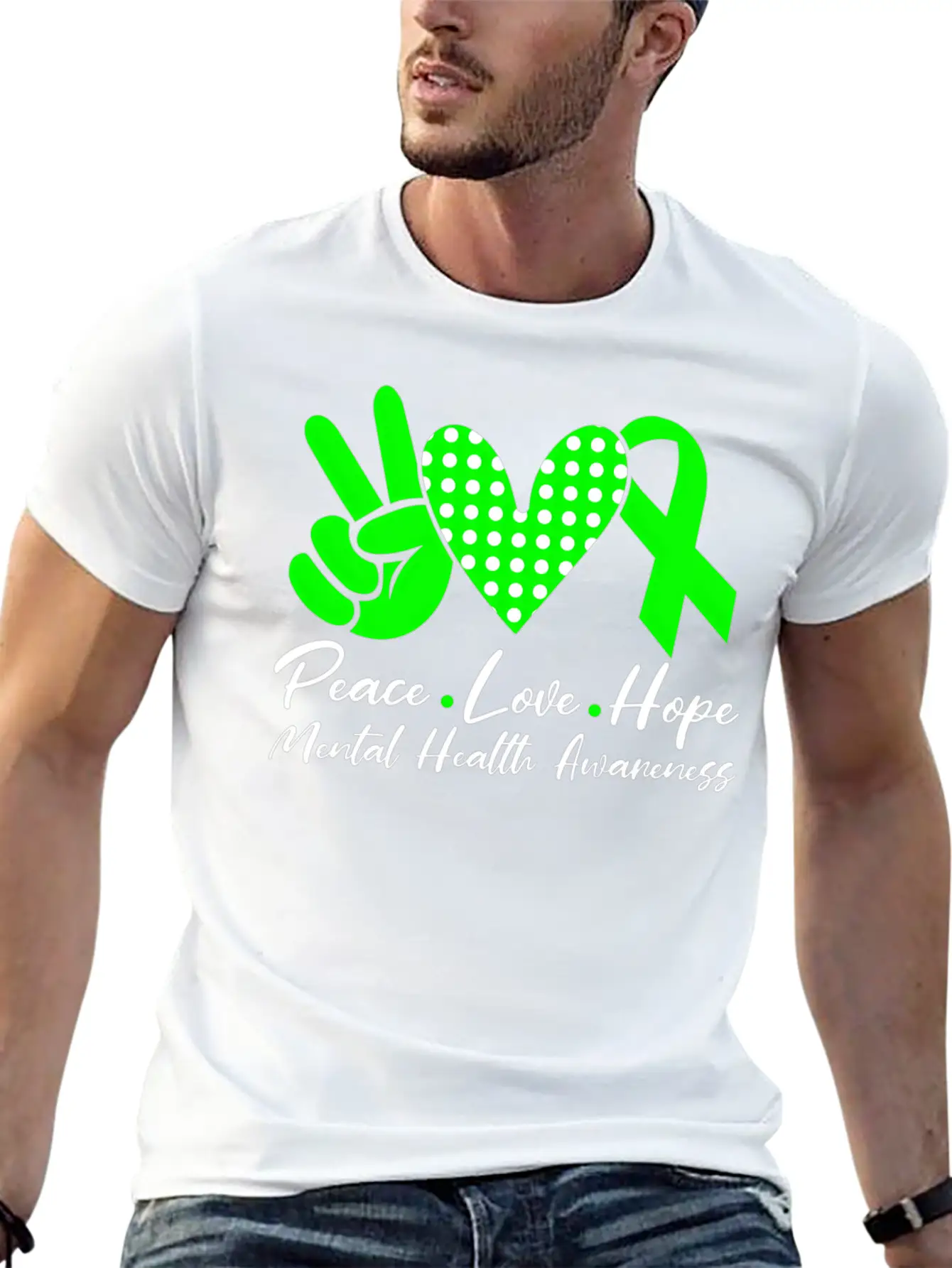 Peace Love Hope Tal Health Awareness Green Ribbon Unisex Casual T-Shirt – Clean Design For Daily Comfort