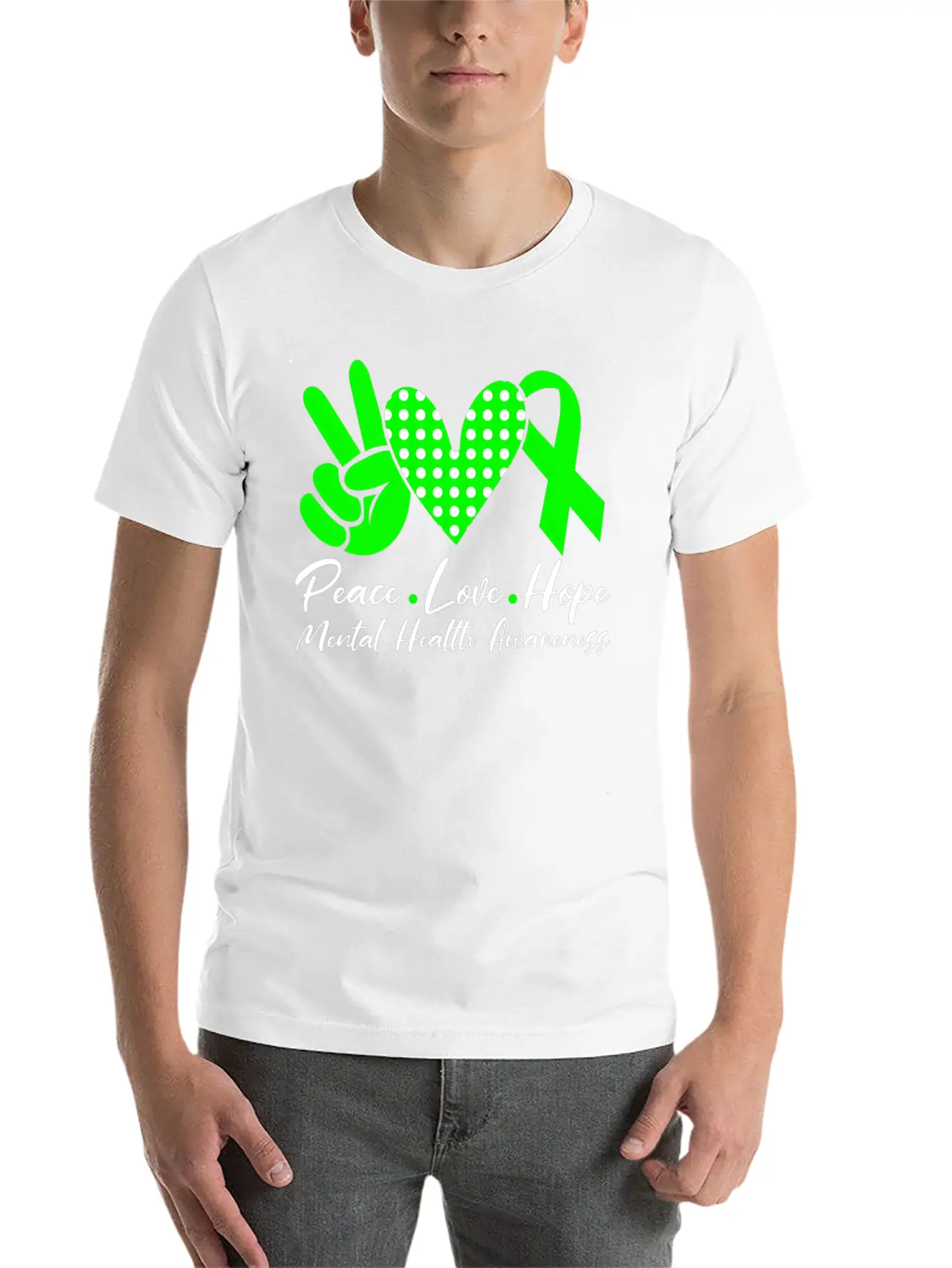 Peace Love Hope Tal Health Awareness Green Ribbon Unisex Casual T-Shirt – Clean Design For Daily Comfort