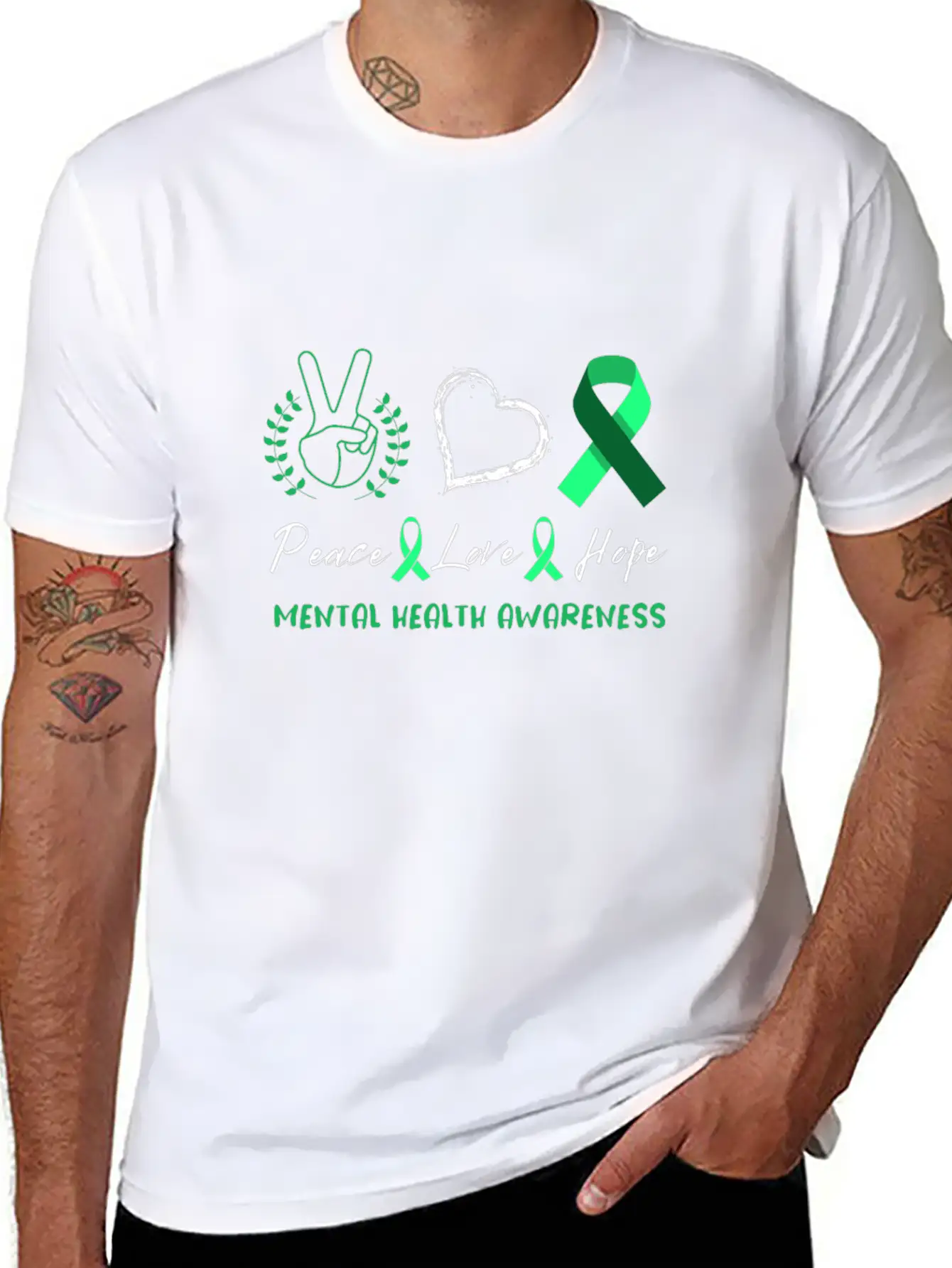 Peace Love Mental Health Awareness Unisex Casual T-Shirt – Clean Design For Daily Comfort