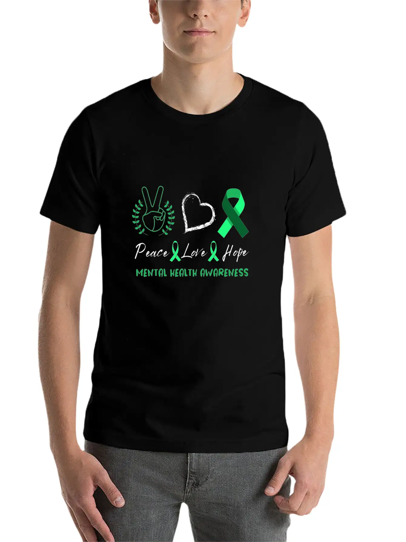 Peace Love Mental Health Awareness Unisex Casual T-Shirt – Clean Design For Daily Comfort