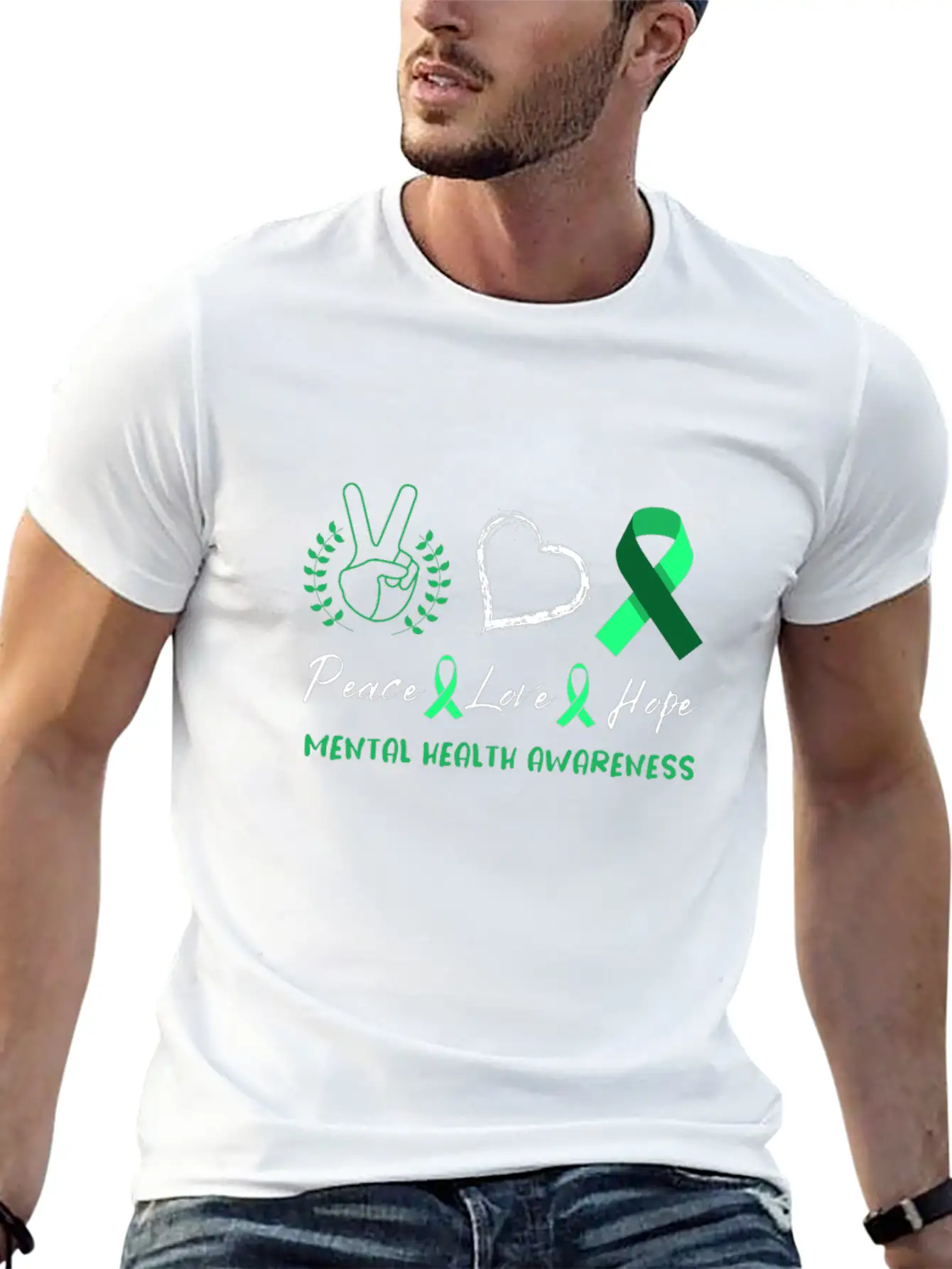 Peace Love Mental Health Awareness Unisex Casual T-Shirt – Clean Design For Daily Comfort