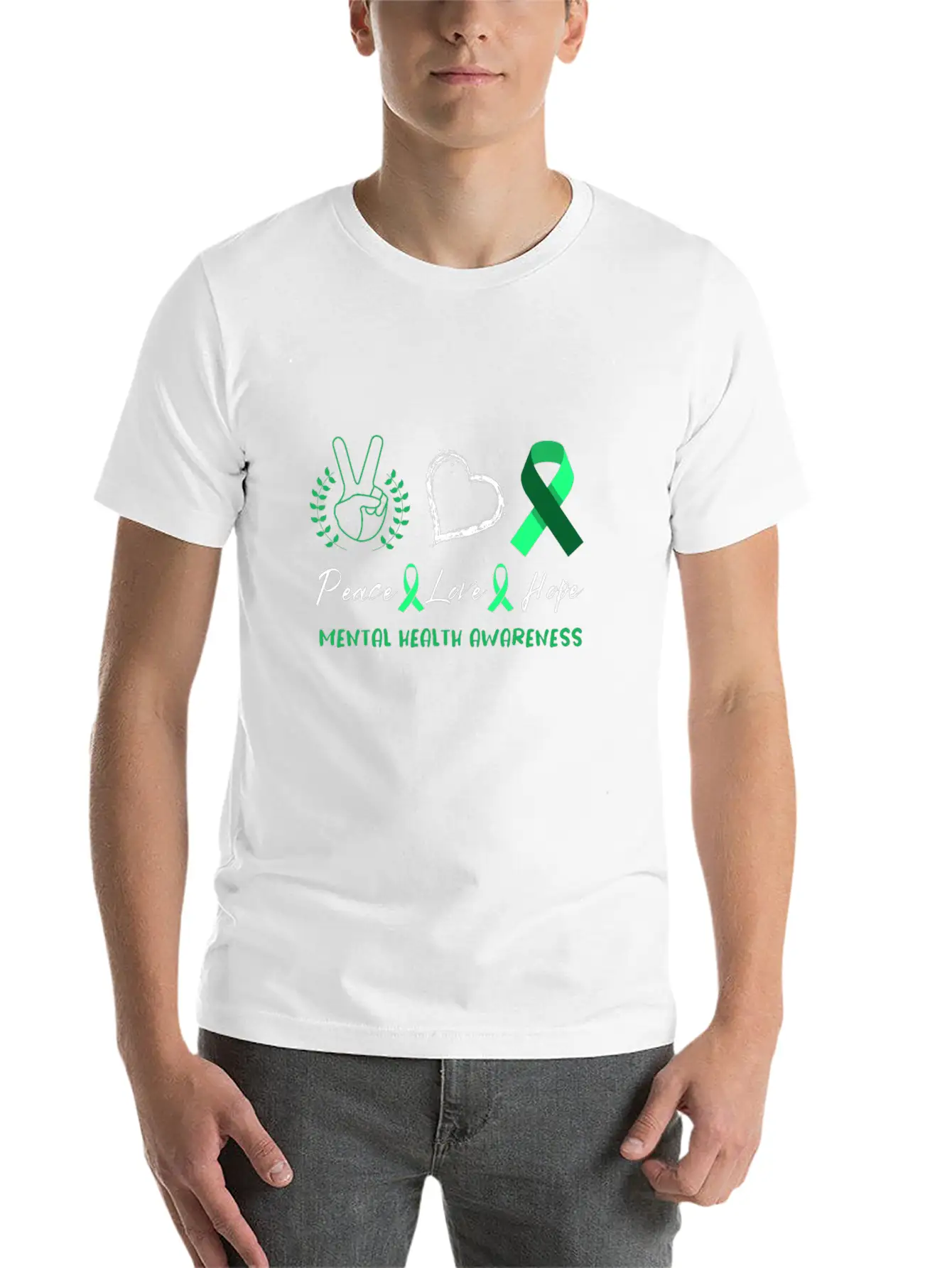 Peace Love Mental Health Awareness Unisex Casual T-Shirt – Clean Design For Daily Comfort