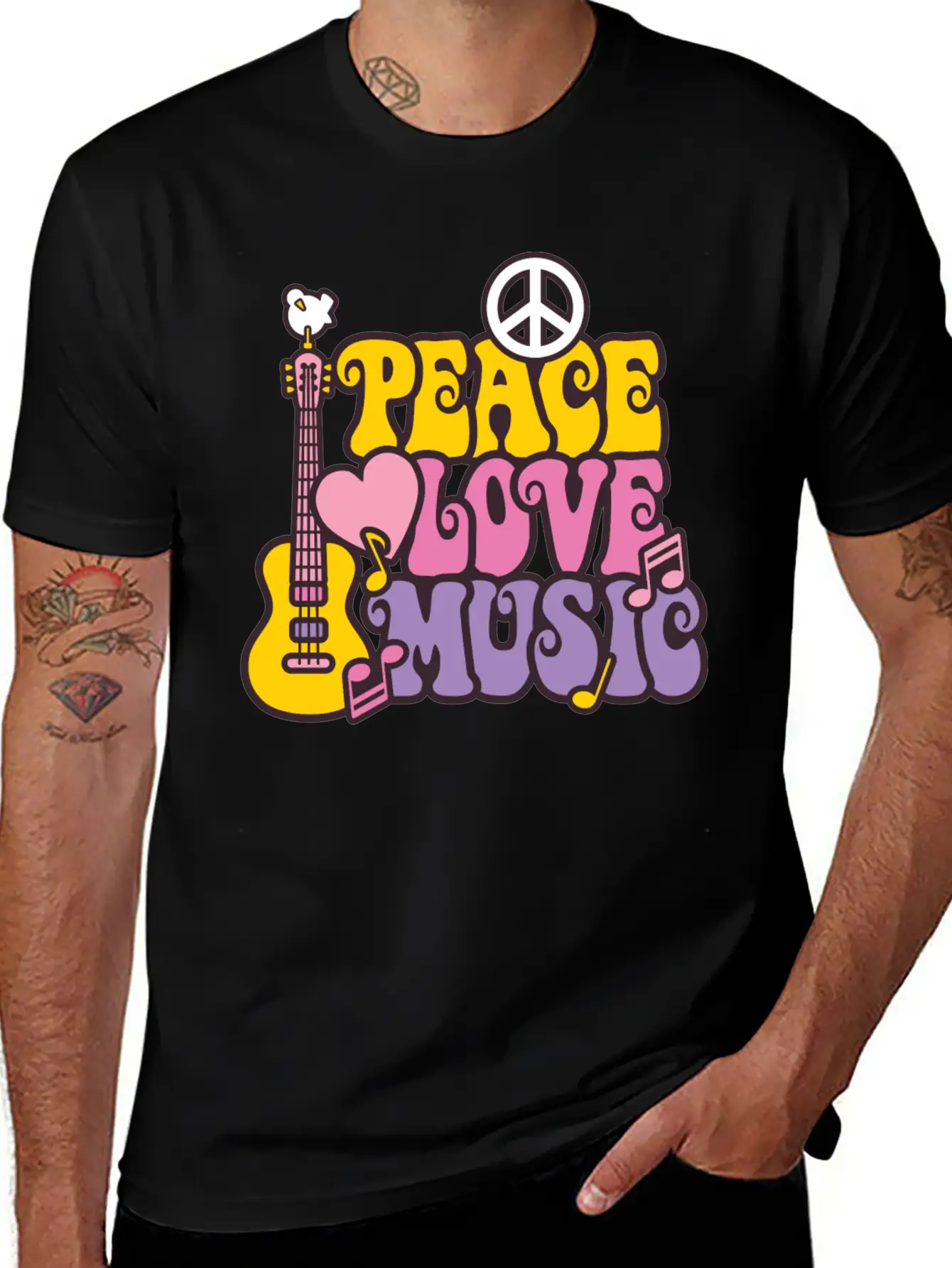 Peace Love Music Breathable Soft Cotton T-Shirt – Timeless Casual Look