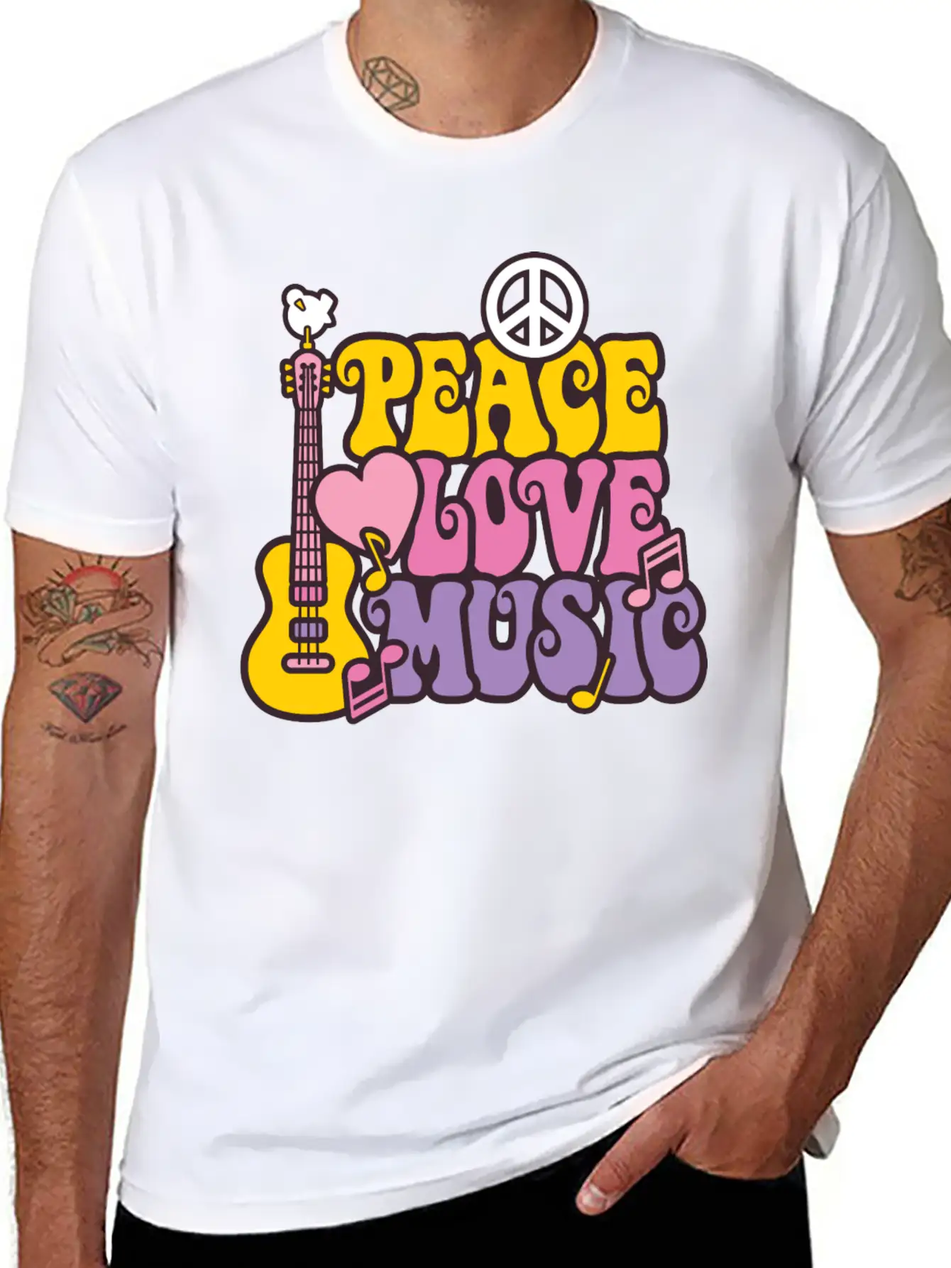 Peace Love Music Breathable Soft Cotton T-Shirt – Timeless Casual Look