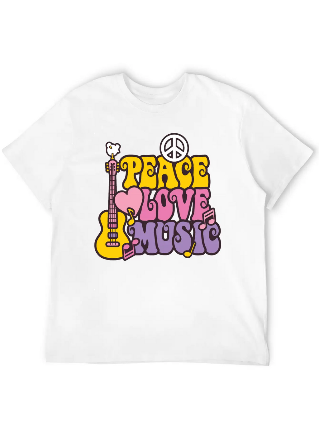 Peace Love Music Breathable Soft Cotton T-Shirt – Timeless Casual Look