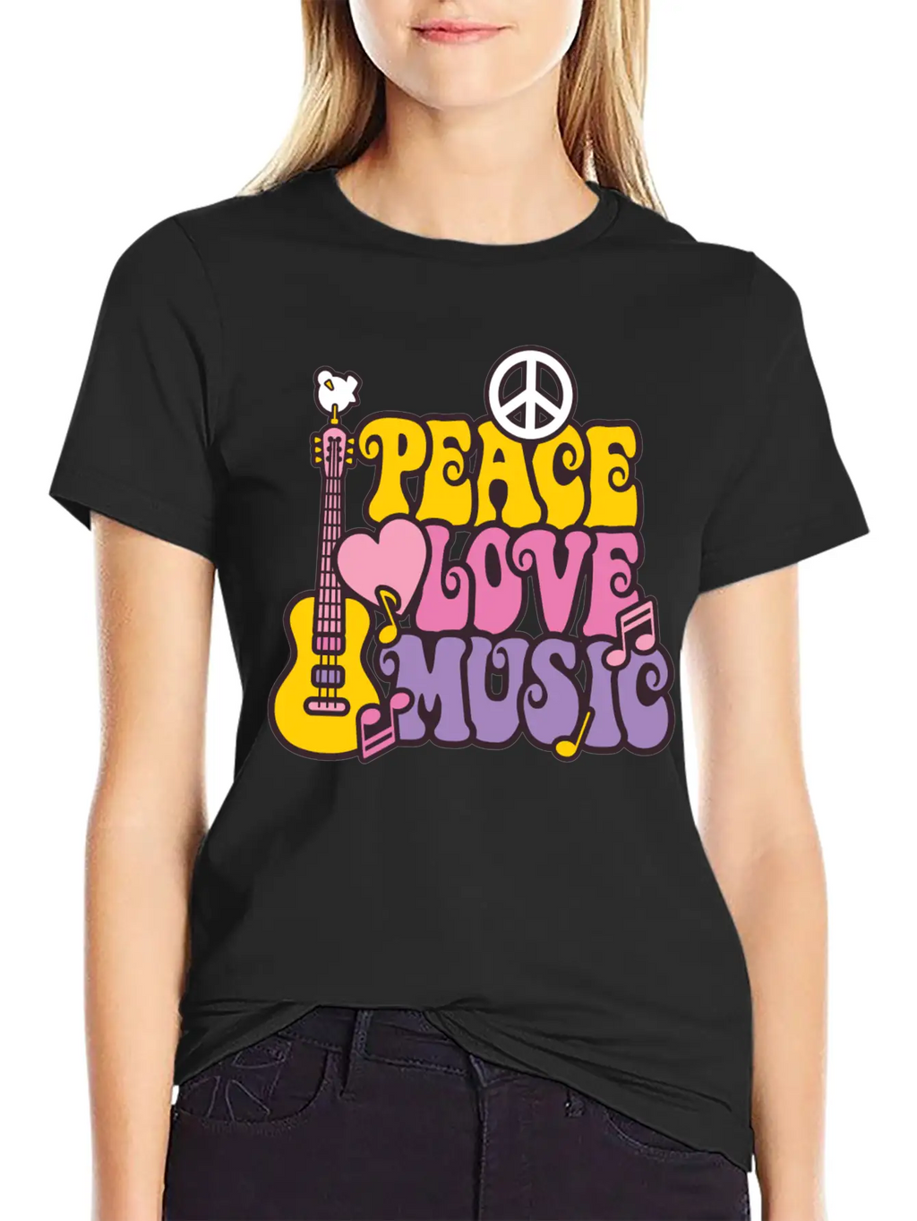 Peace Love Music Breathable Soft Cotton T-Shirt – Timeless Casual Look